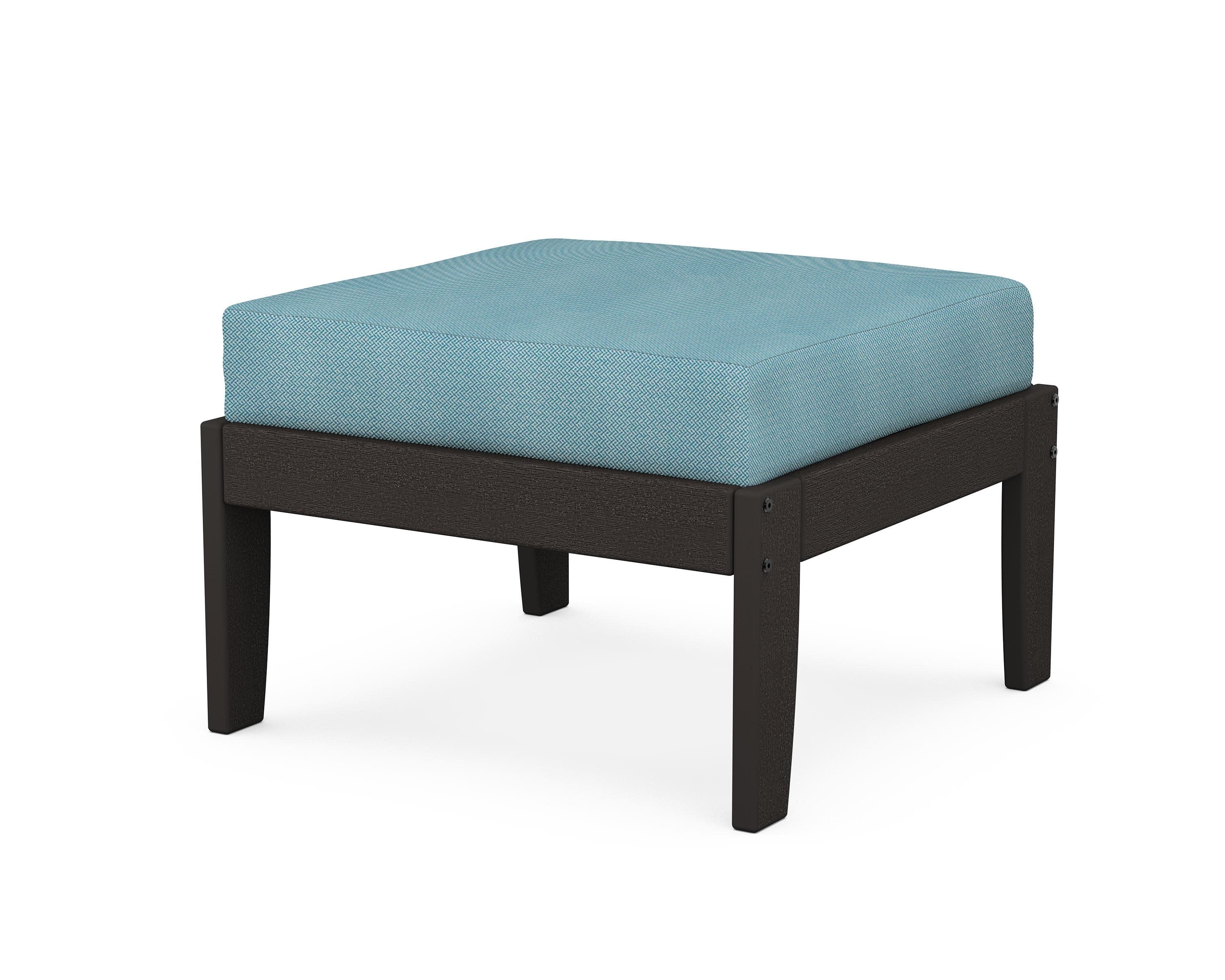 Modular Ottoman - Classic in Vintage Coffee / Lattice Sky Blue