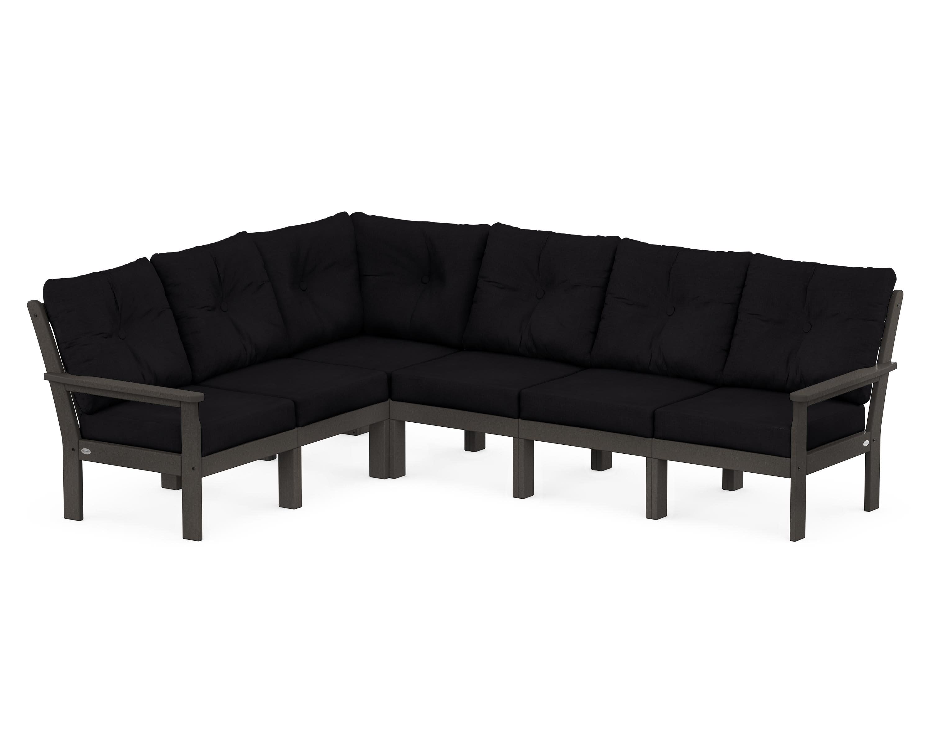 Vineyard 6-Piece Sectional in Vintage Coffee / Midnight Linen