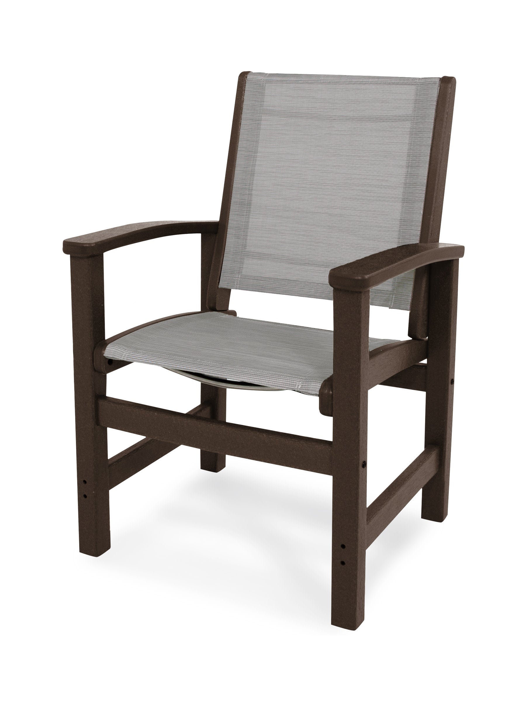 Coastal Dining Chair in Mahogany / Metallic Sling