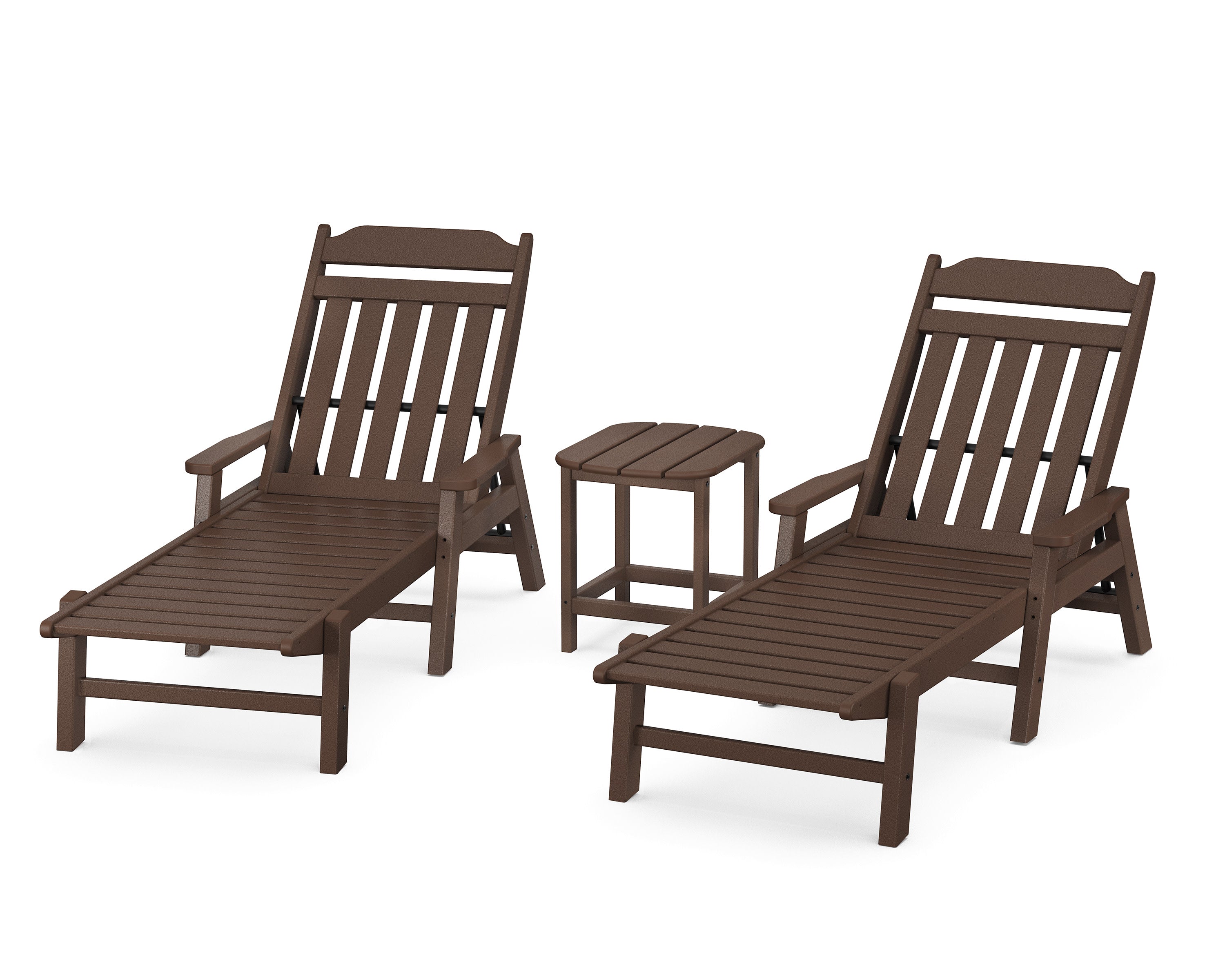 Cottage 3-Piece Chaise Set with Arms in Mahogany