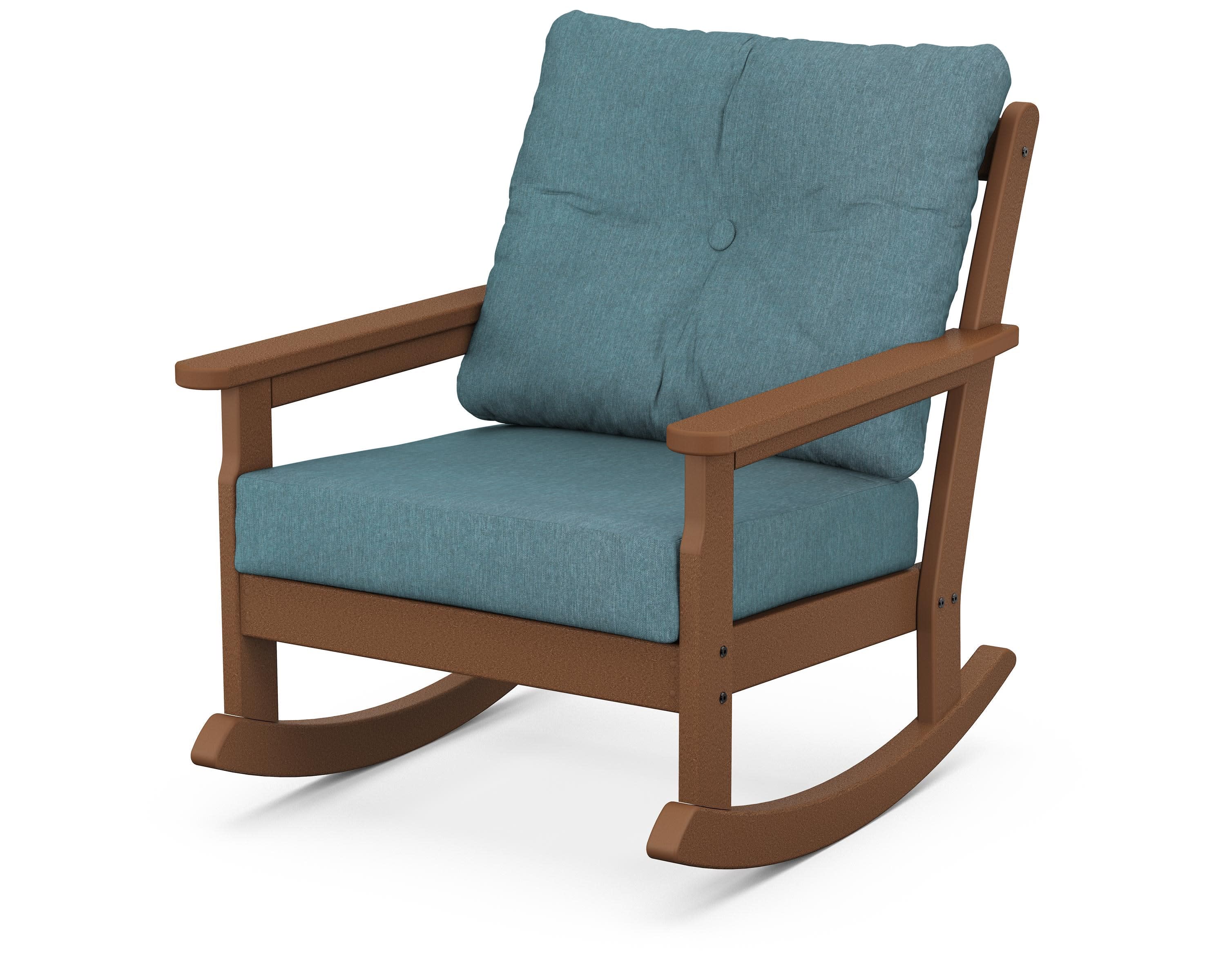 Vineyard Deep Seating Rocking Chair in Teak / Ocean Teal