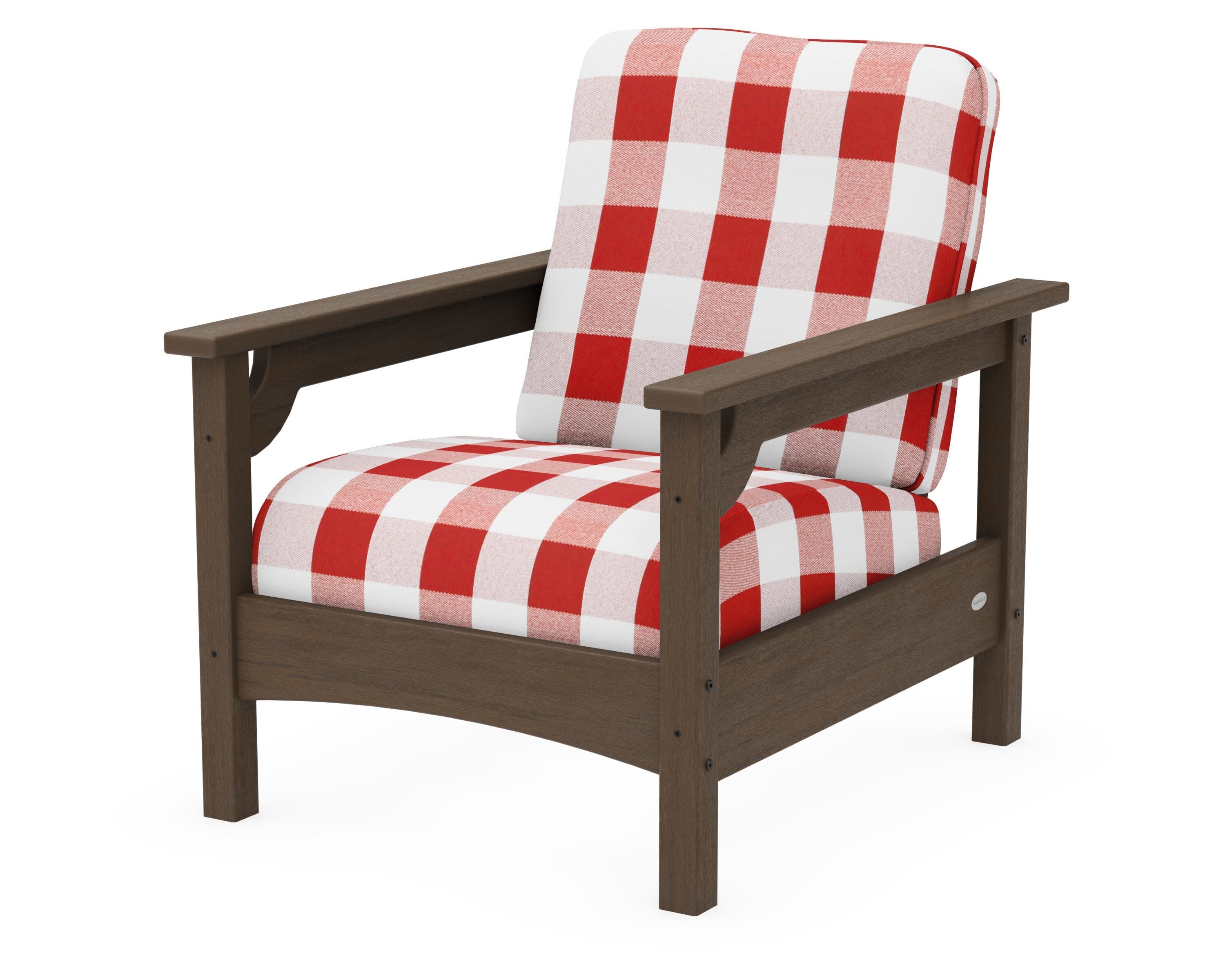 Club Chair in Kona / Buffalo Plaid Crimson