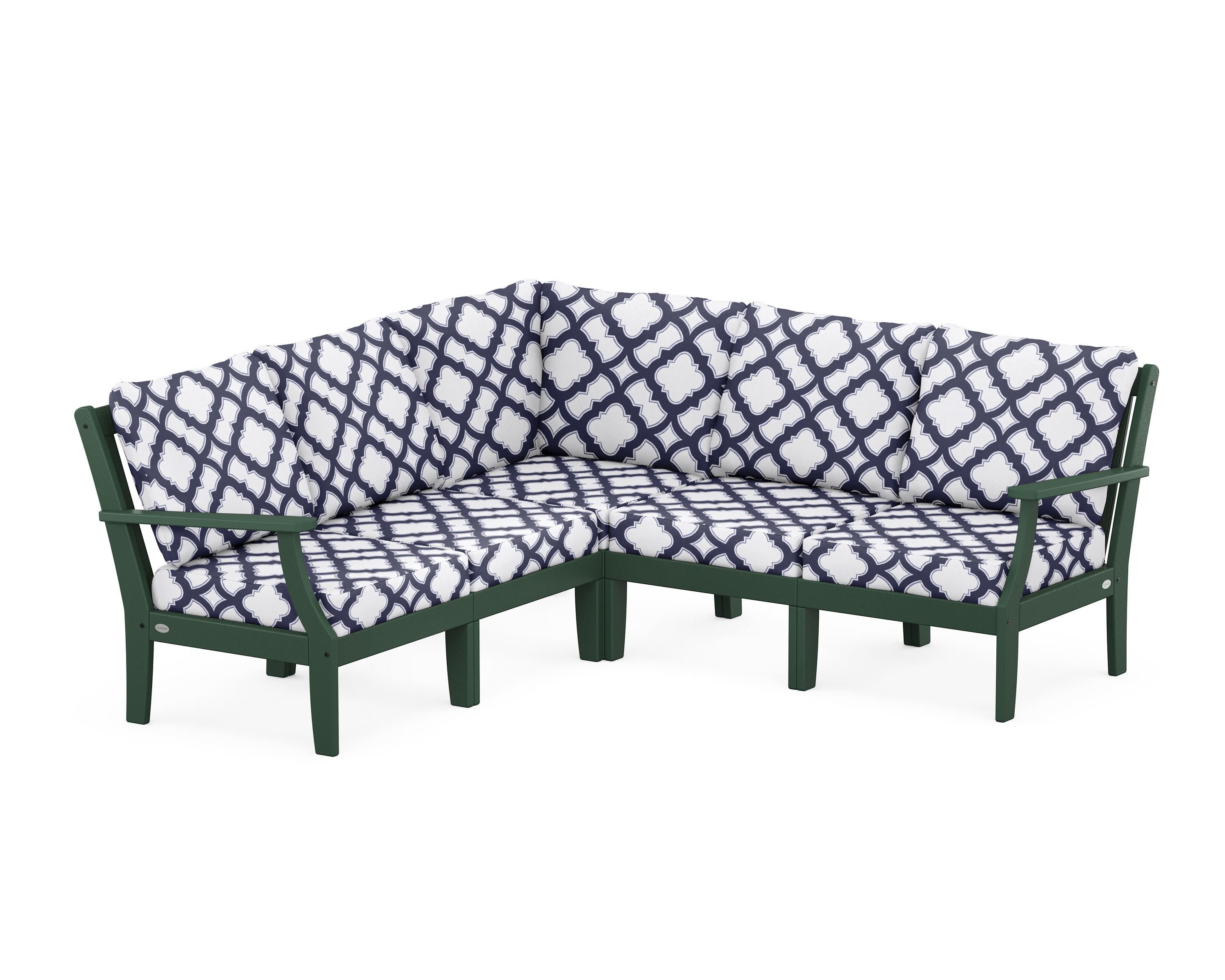 Braxton Modular 5-Piece Deep Seating Set in Green / Trellis Navy