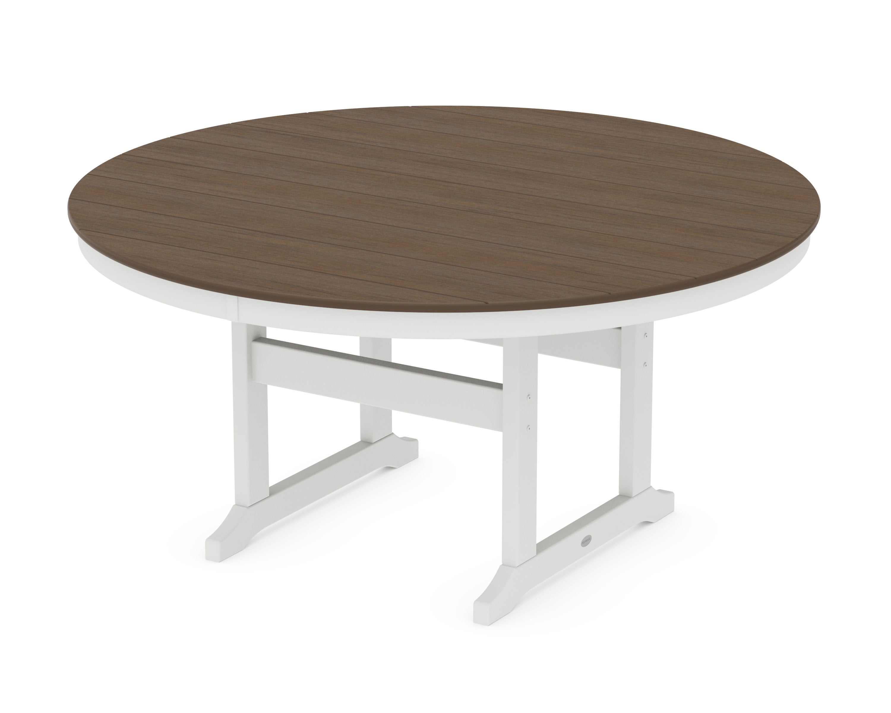 60" Round Farmhouse Dining Table in White / Kona