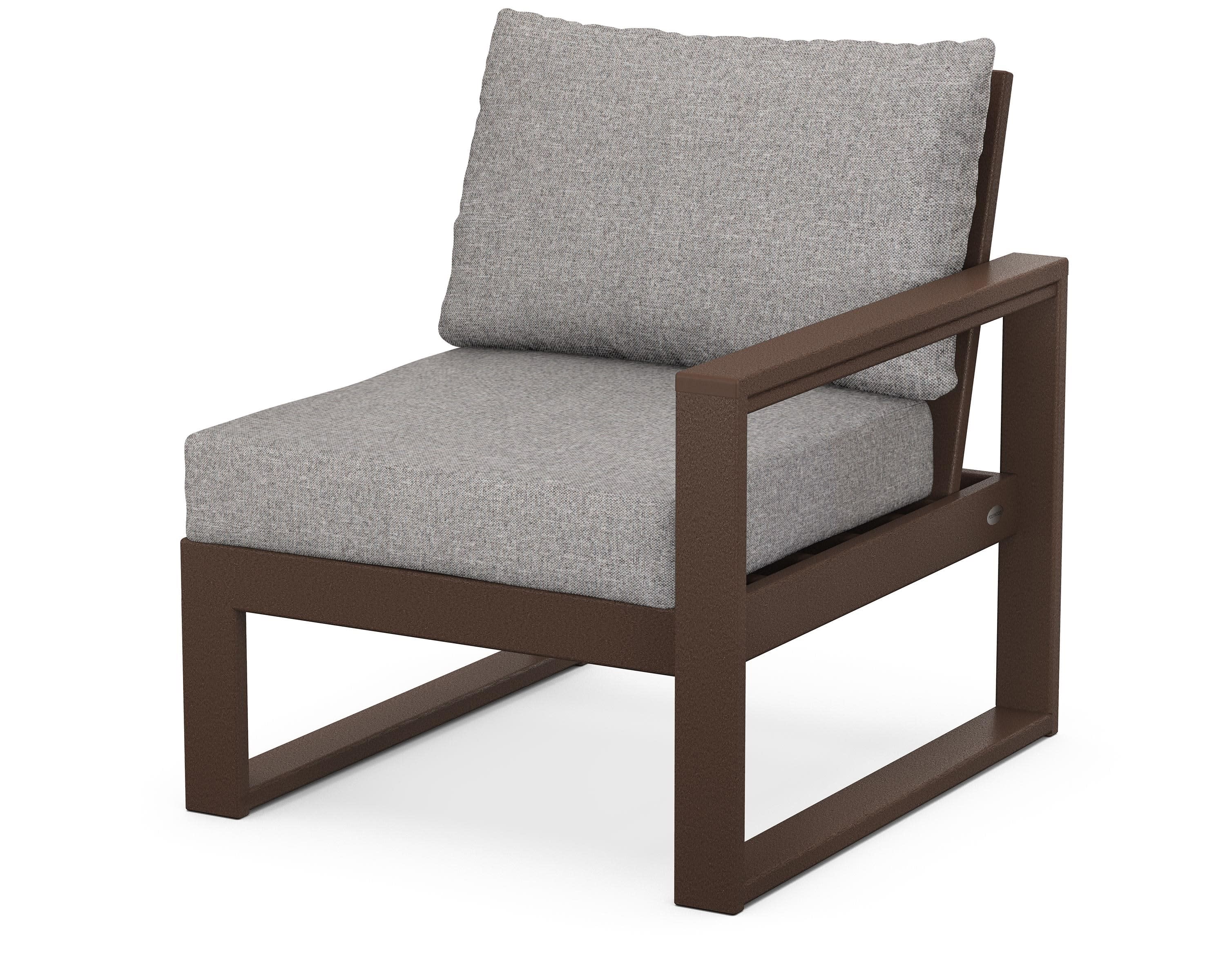 EDGE Modular Right Arm Chair in Mahogany / Grey Mist