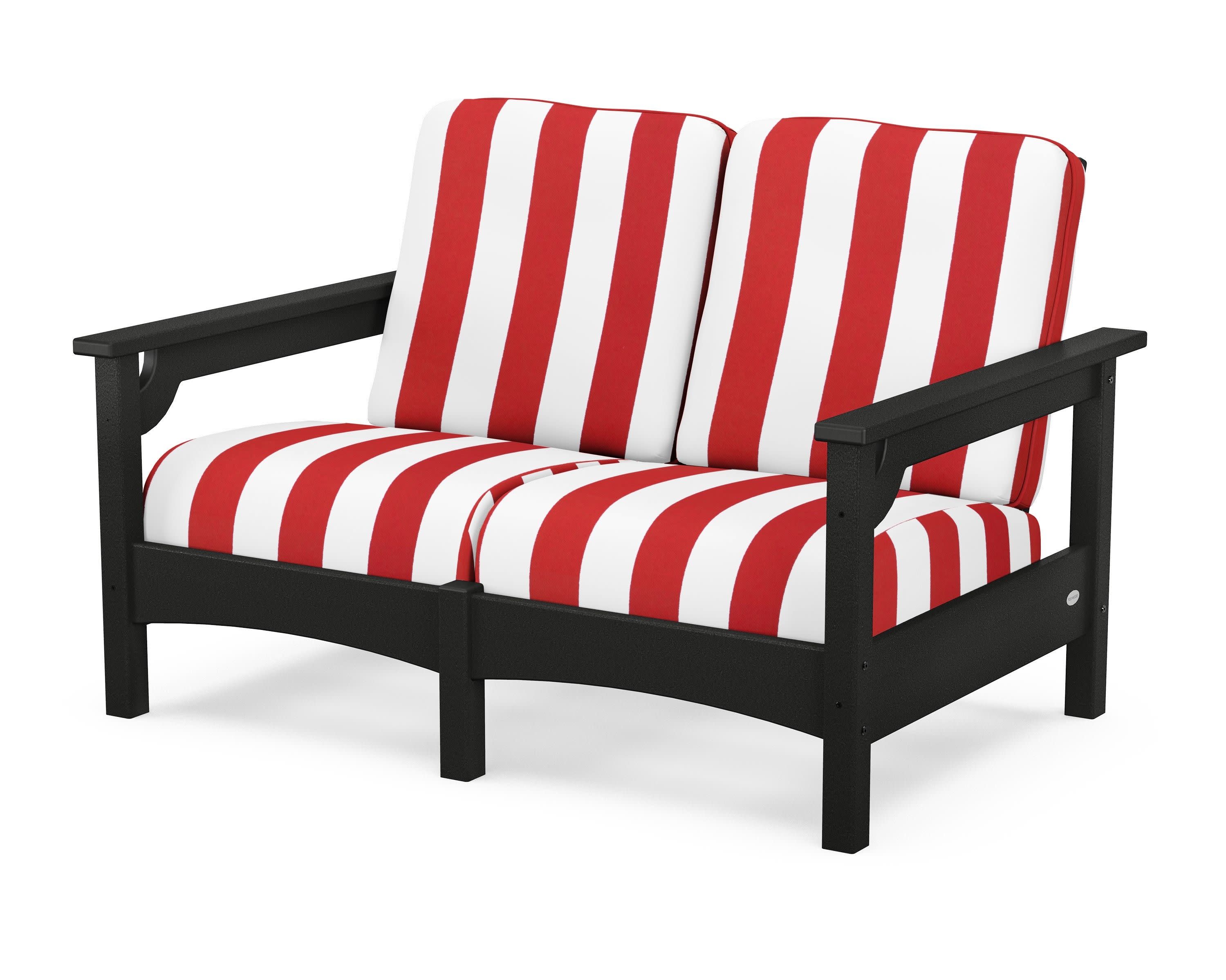 Club Loveseat in Black / Cabana Stripe Crimson