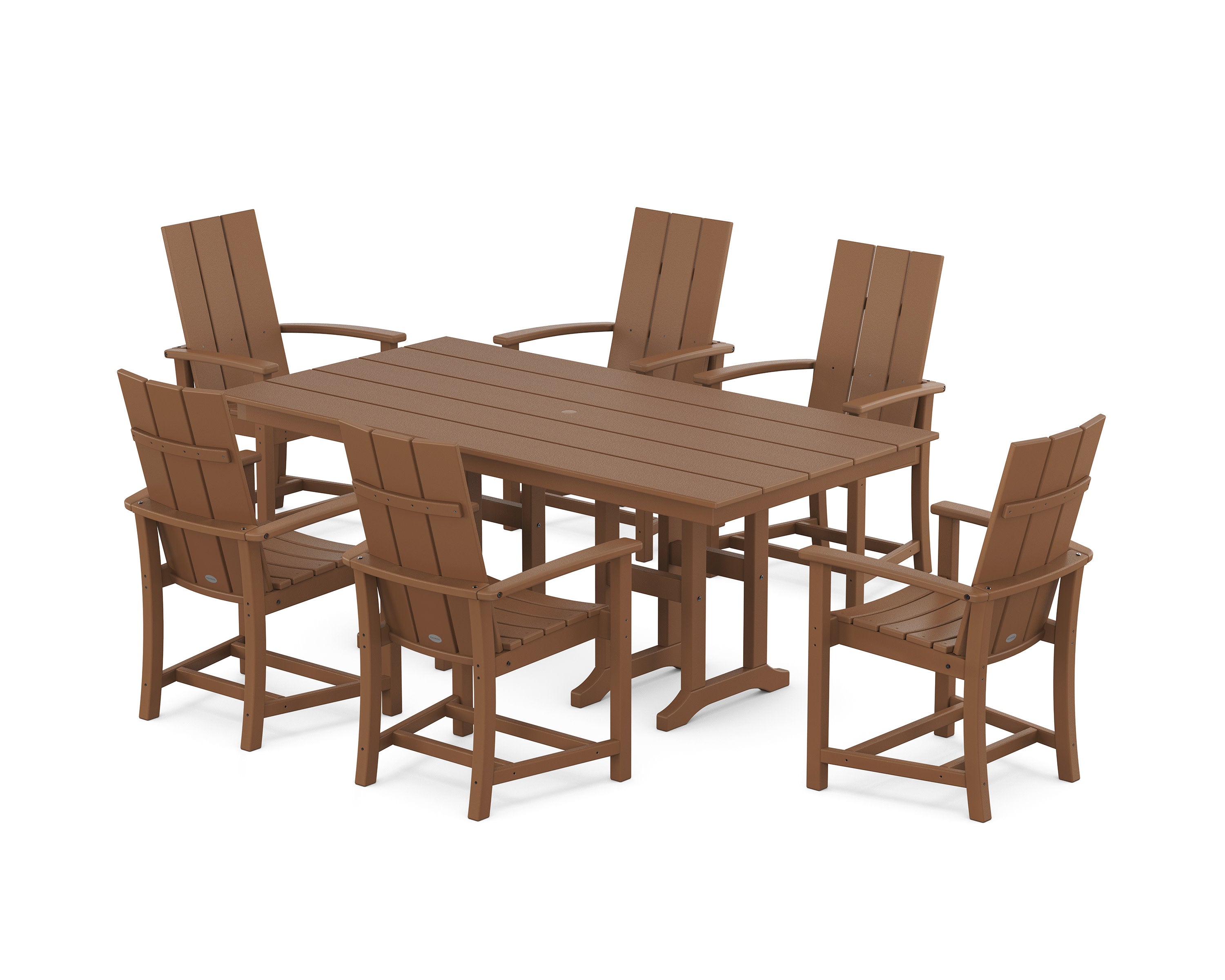 Modern Adirondack 7-Piece Farmhouse Dining Set in Teak
