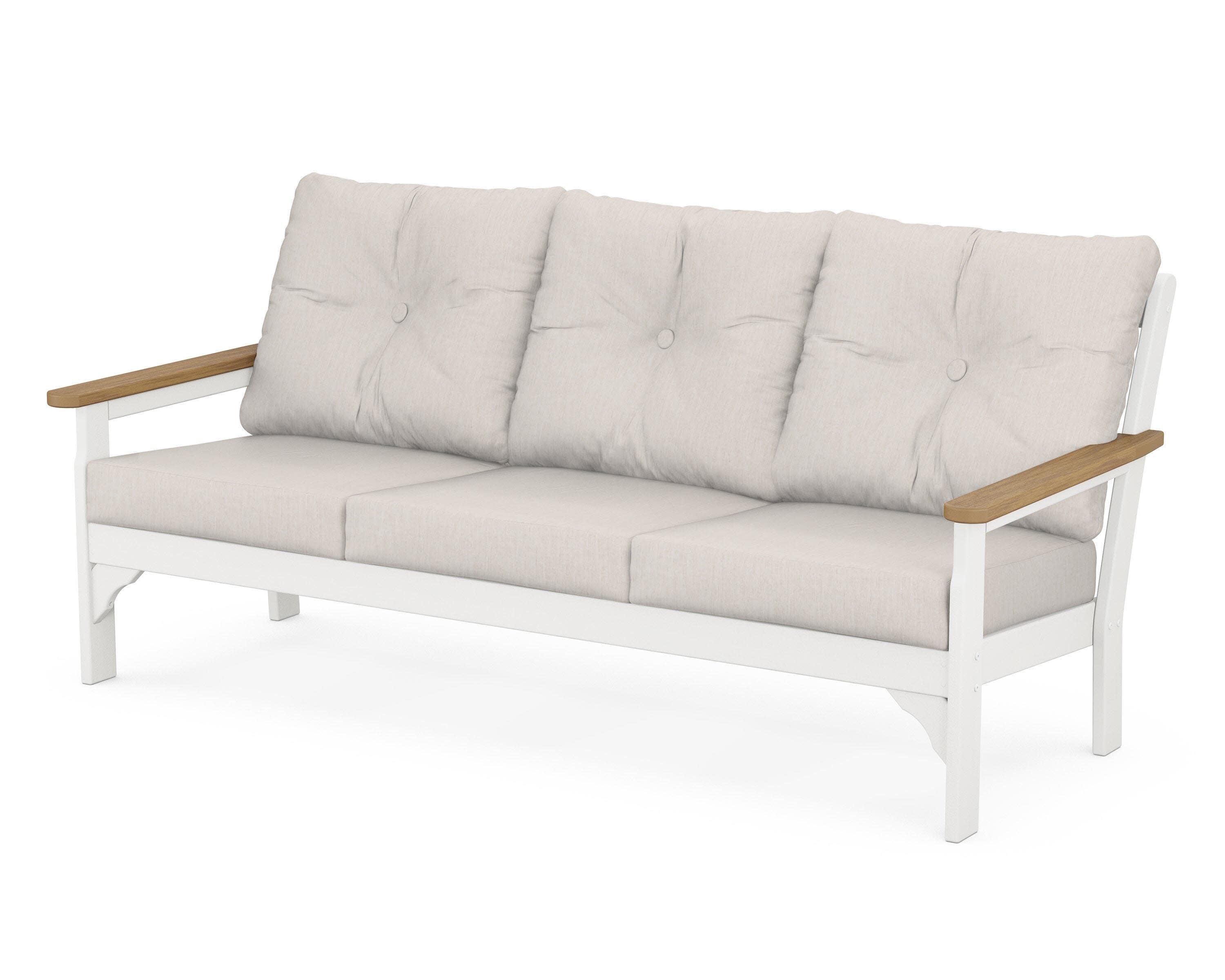 Vineyard Deep Seating Sofa in White / Natural / Cast Ash
