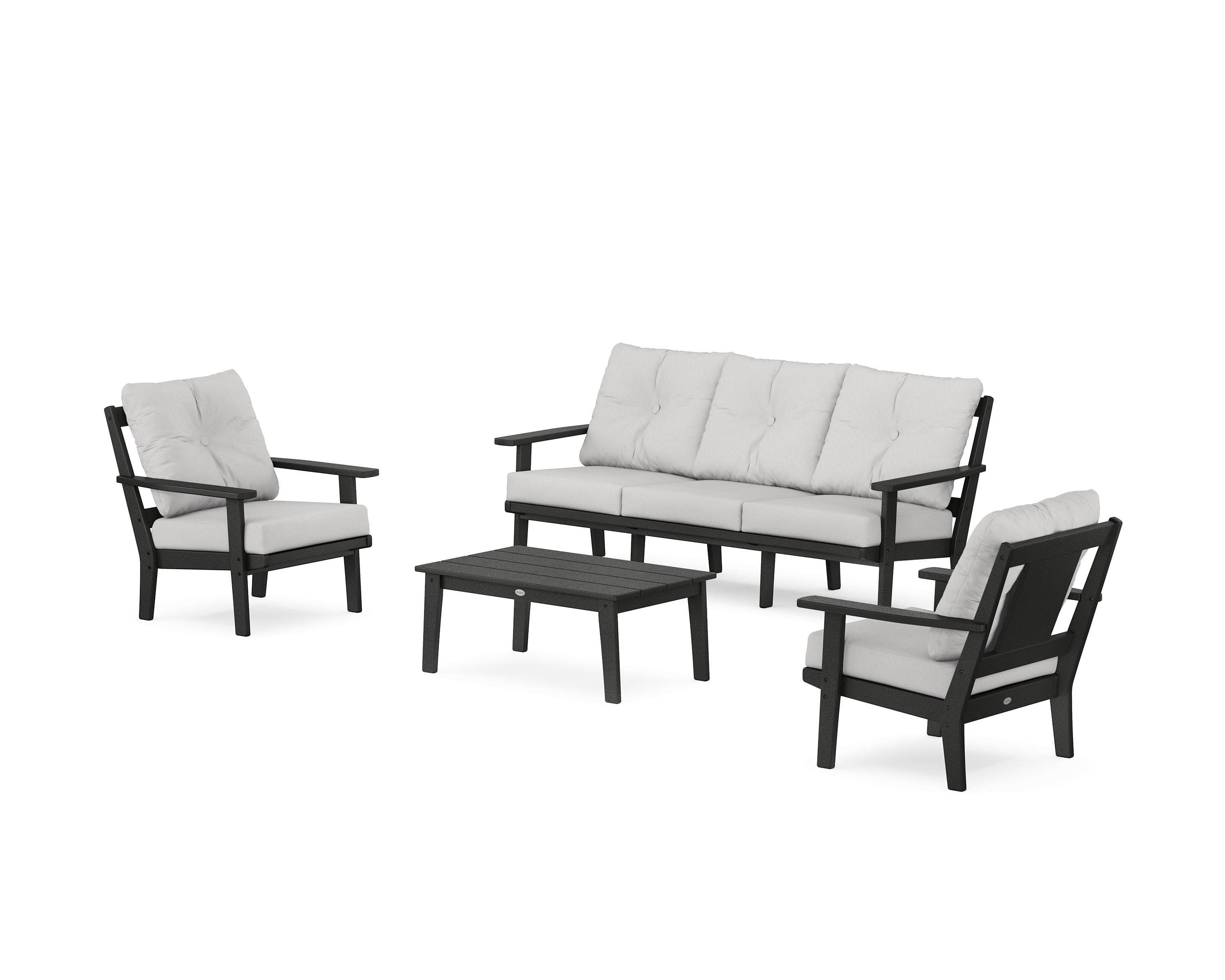 Prairie 4-Piece Deep Seating Set with Sofa in Black / Diamond in the Rough