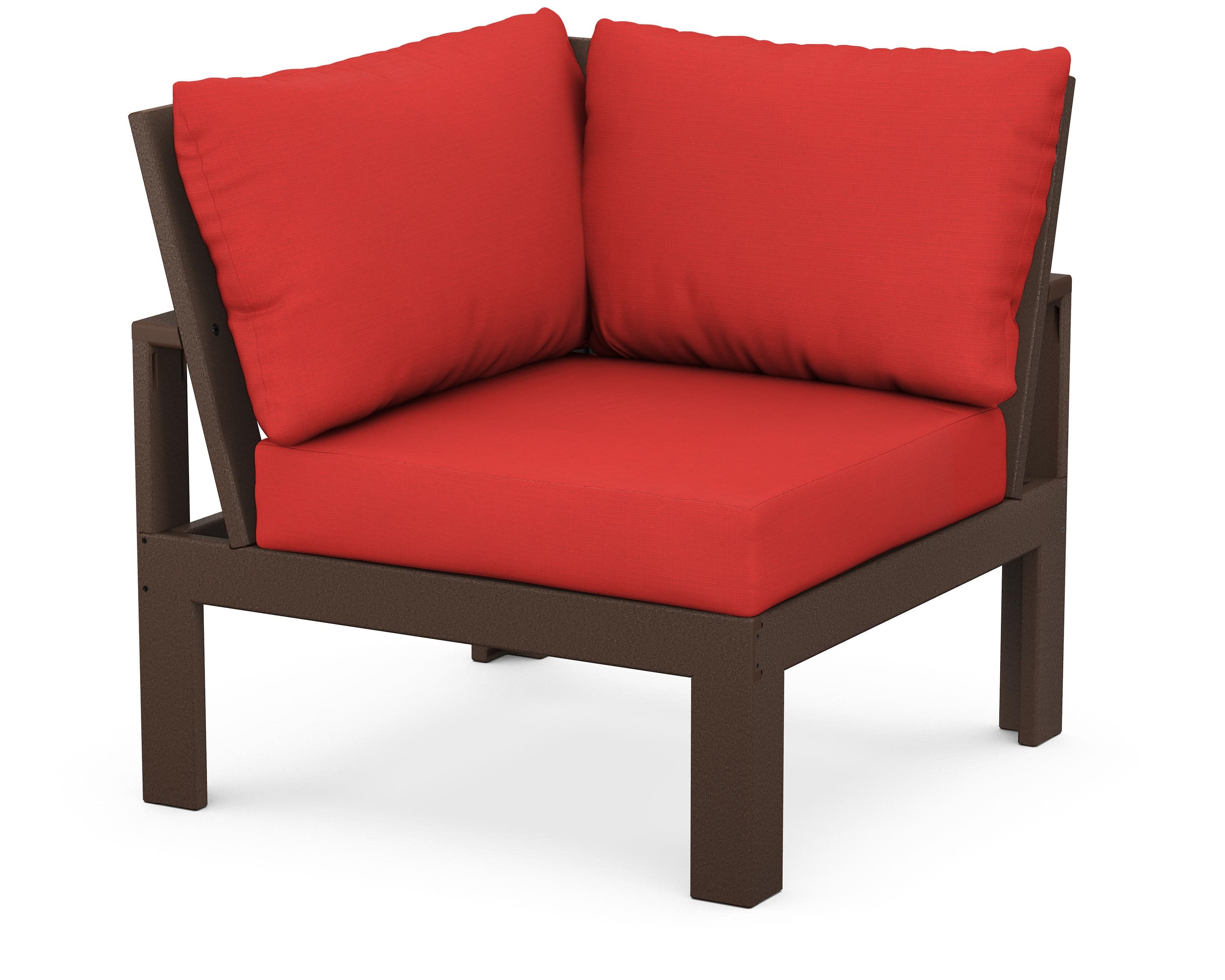 Modular Corner Chair in Mahogany / Crimson Linen