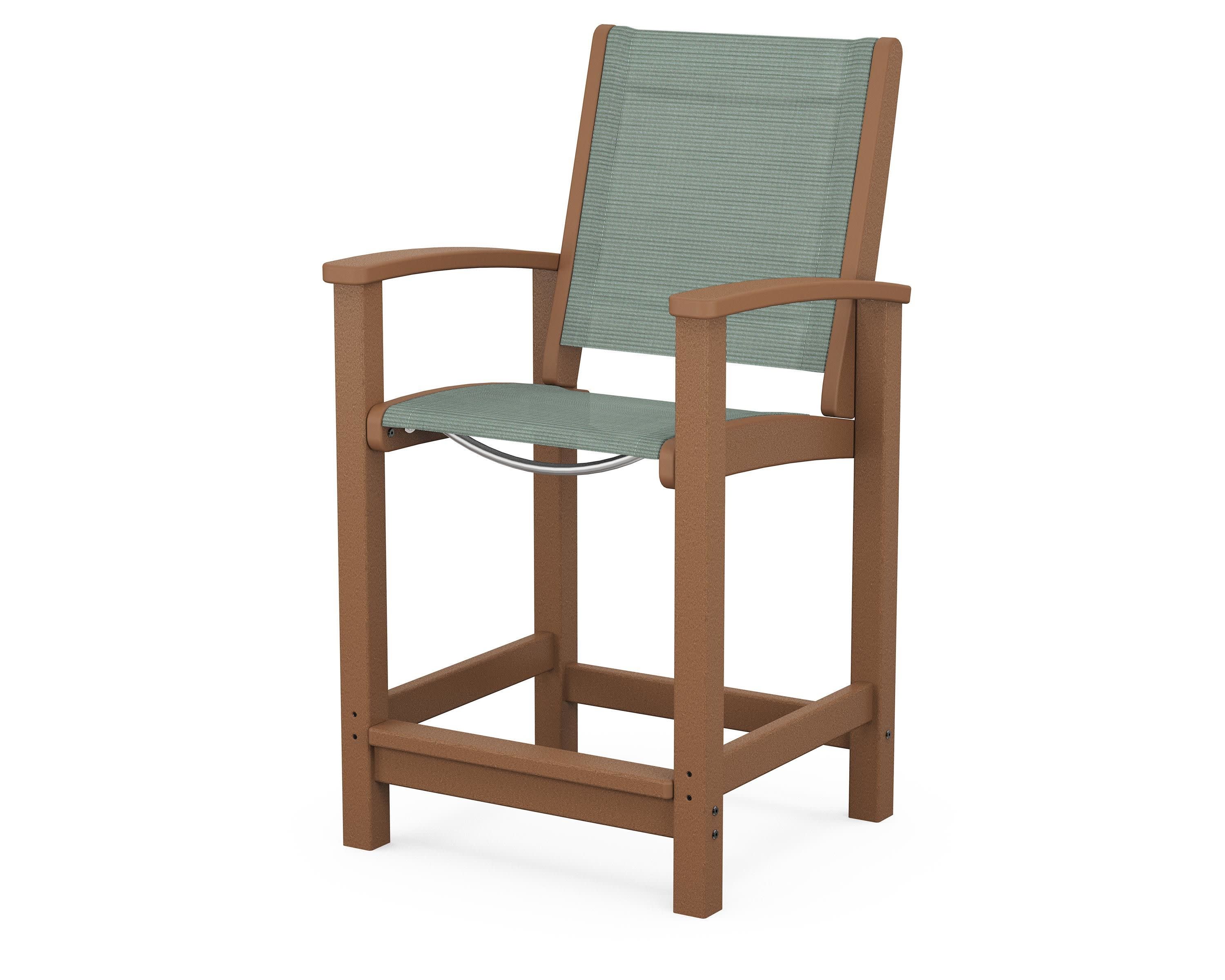 Coastal Counter Chair in Teak / Dupioni Sea Mist Sling