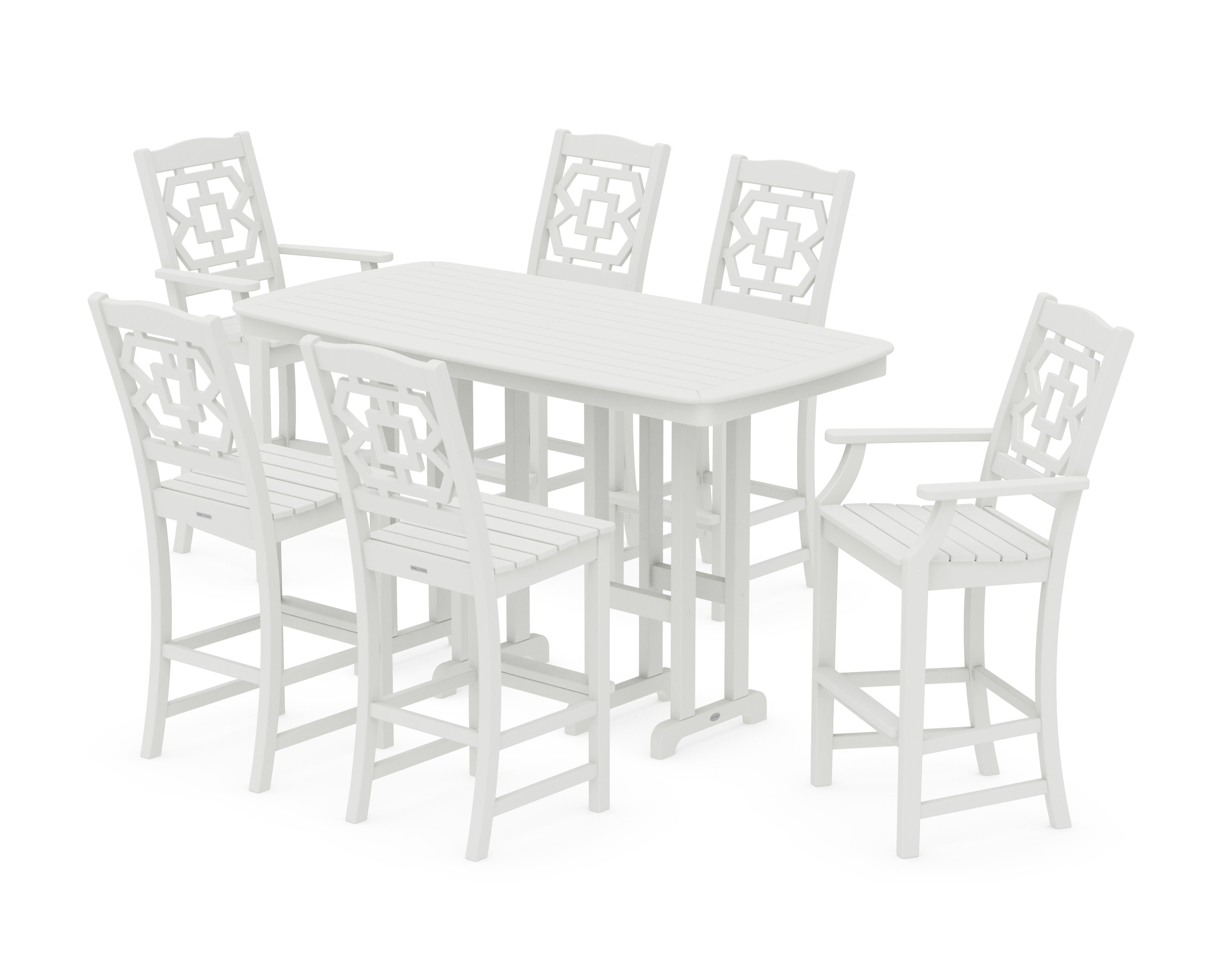 Chinoiserie 7-Piece Bar Set in Vintage White