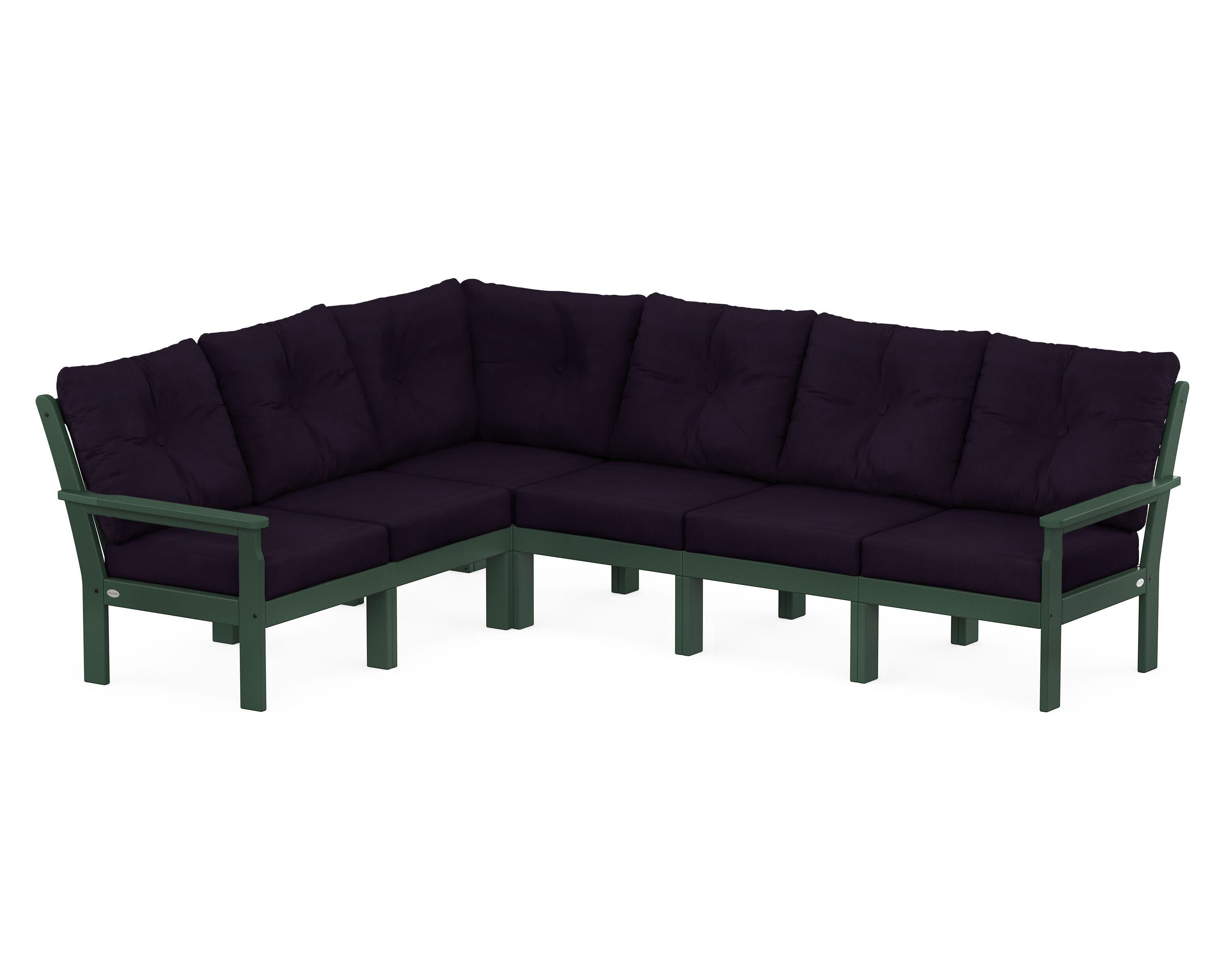 Vineyard 6-Piece Sectional in Green / Navy Linen