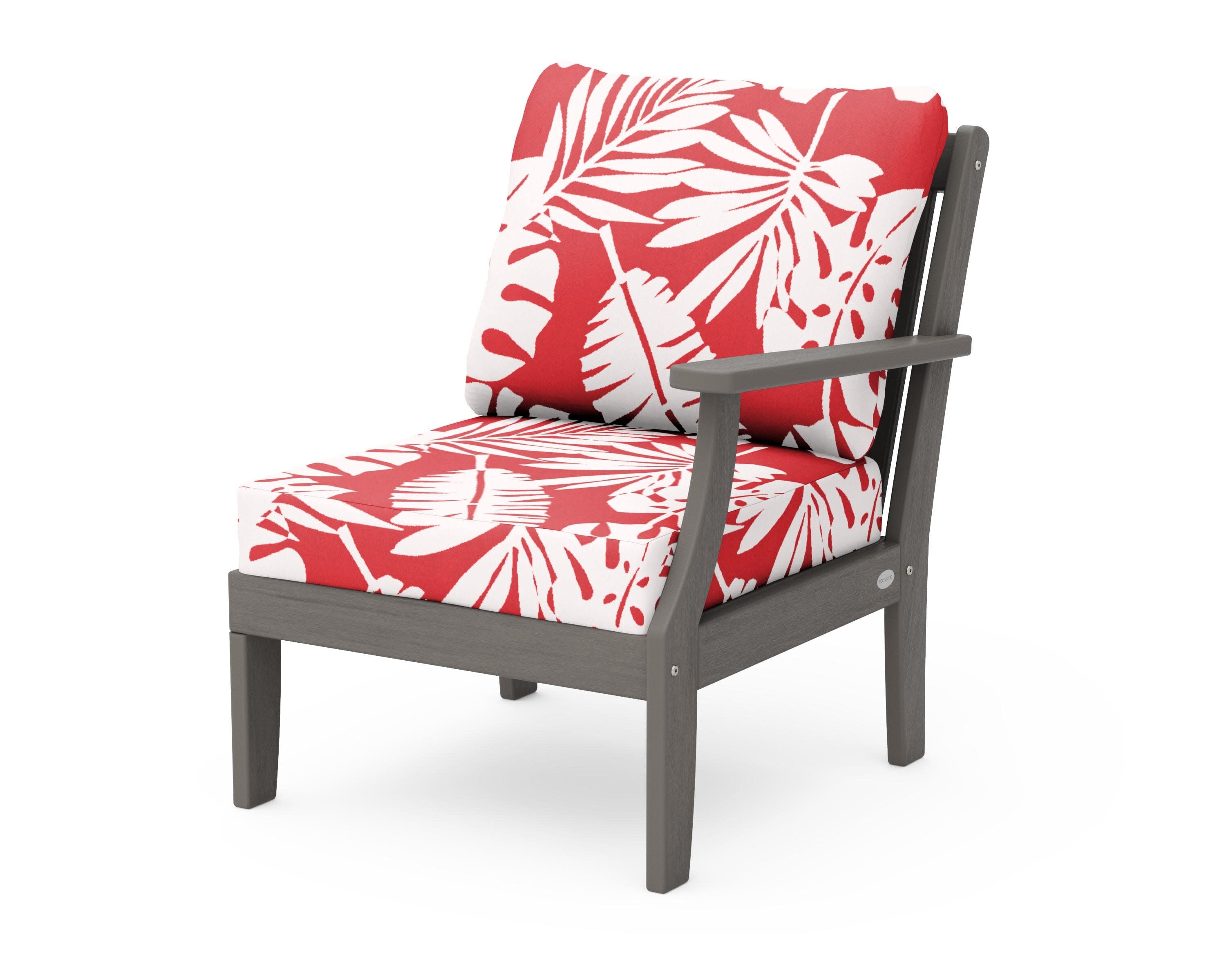 Braxton Modular Right Arm Chair in Driftwood / Leaf Crimson