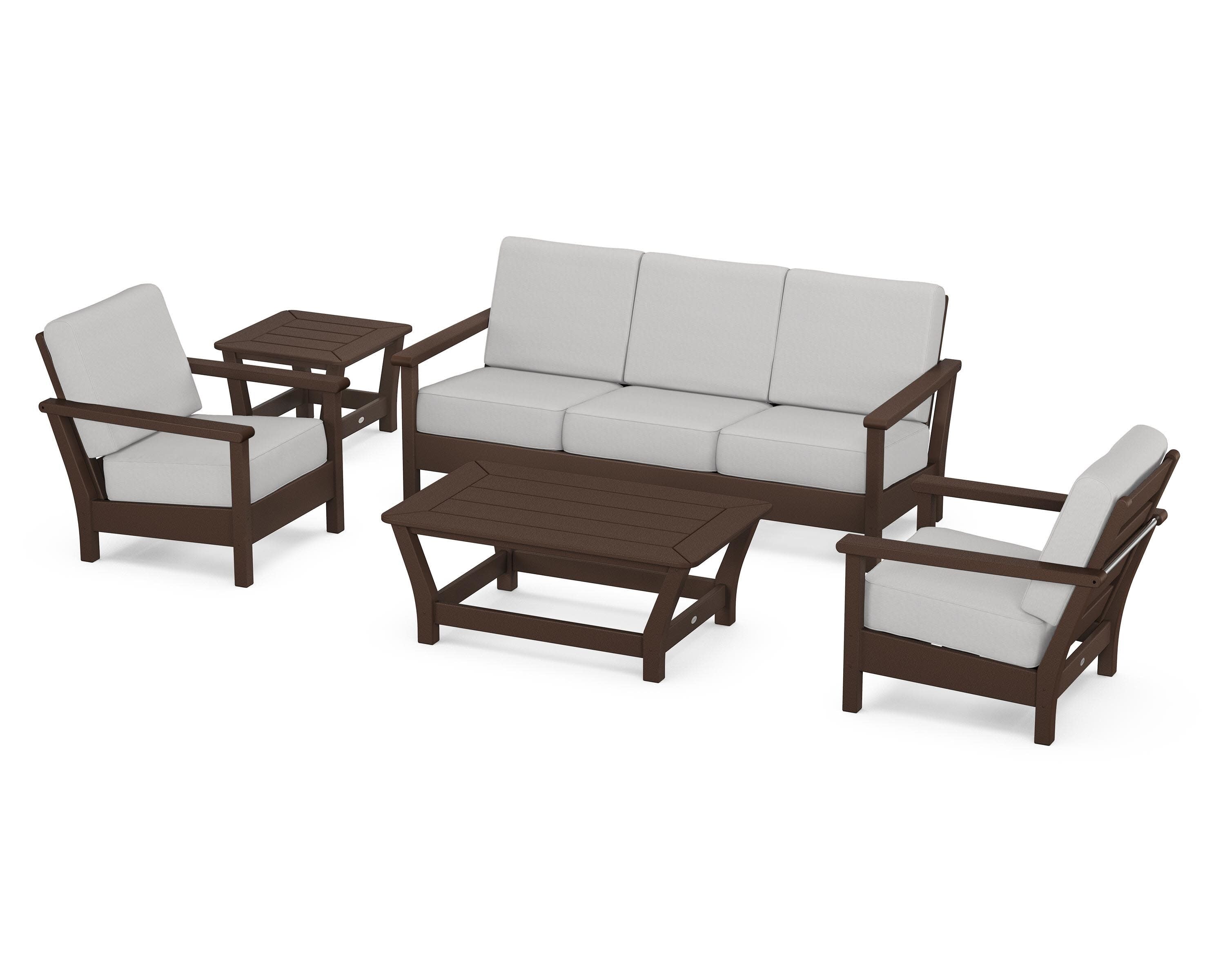 Harbour 5-Piece Deep Seating Set in Mahogany / Diamond in the Rough