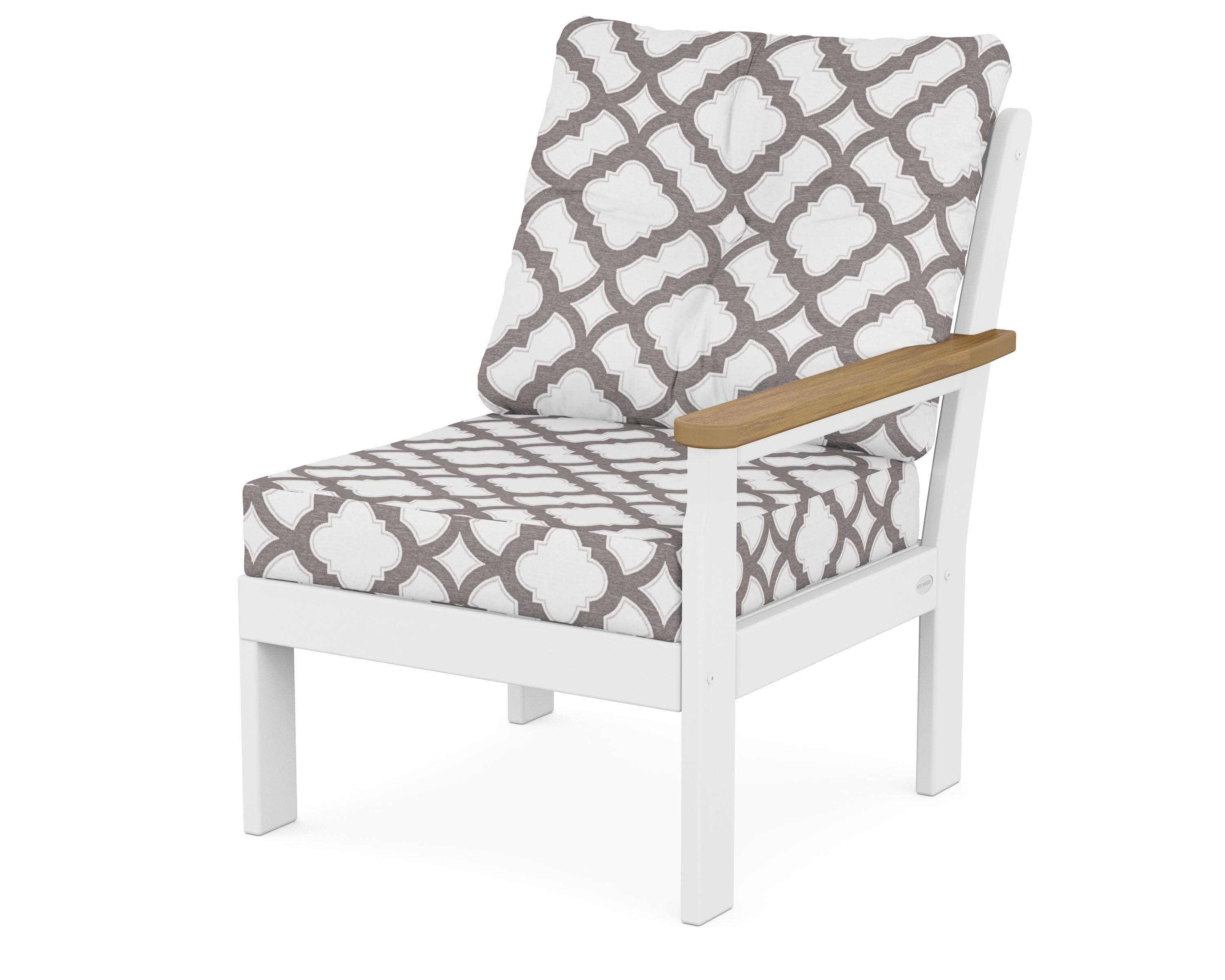 Vineyard Modular Right Arm Chair in White / Natural / Trellis Grey Mist