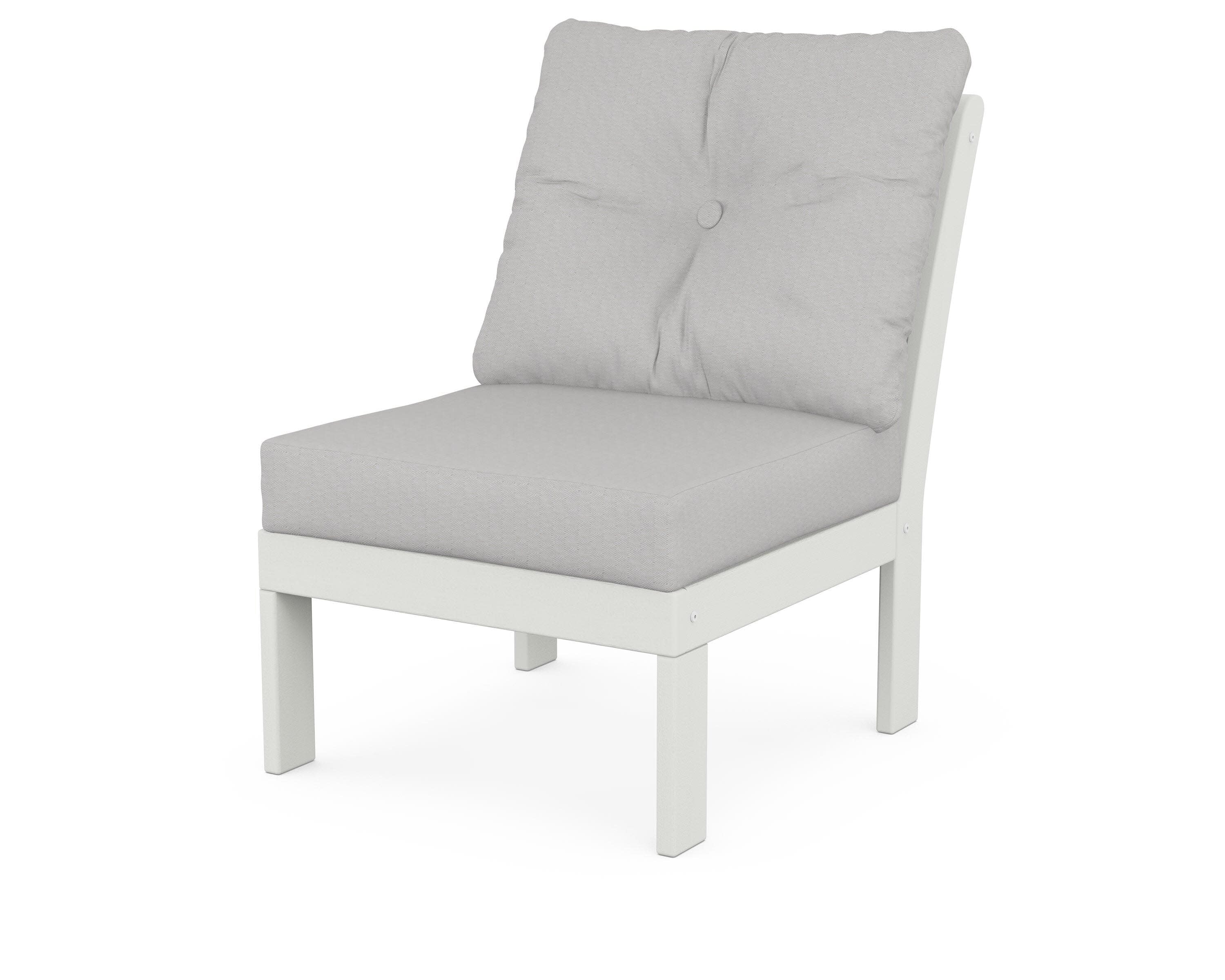 Vineyard Modular Armless Chair in Vintage White / Diamond in the Rough