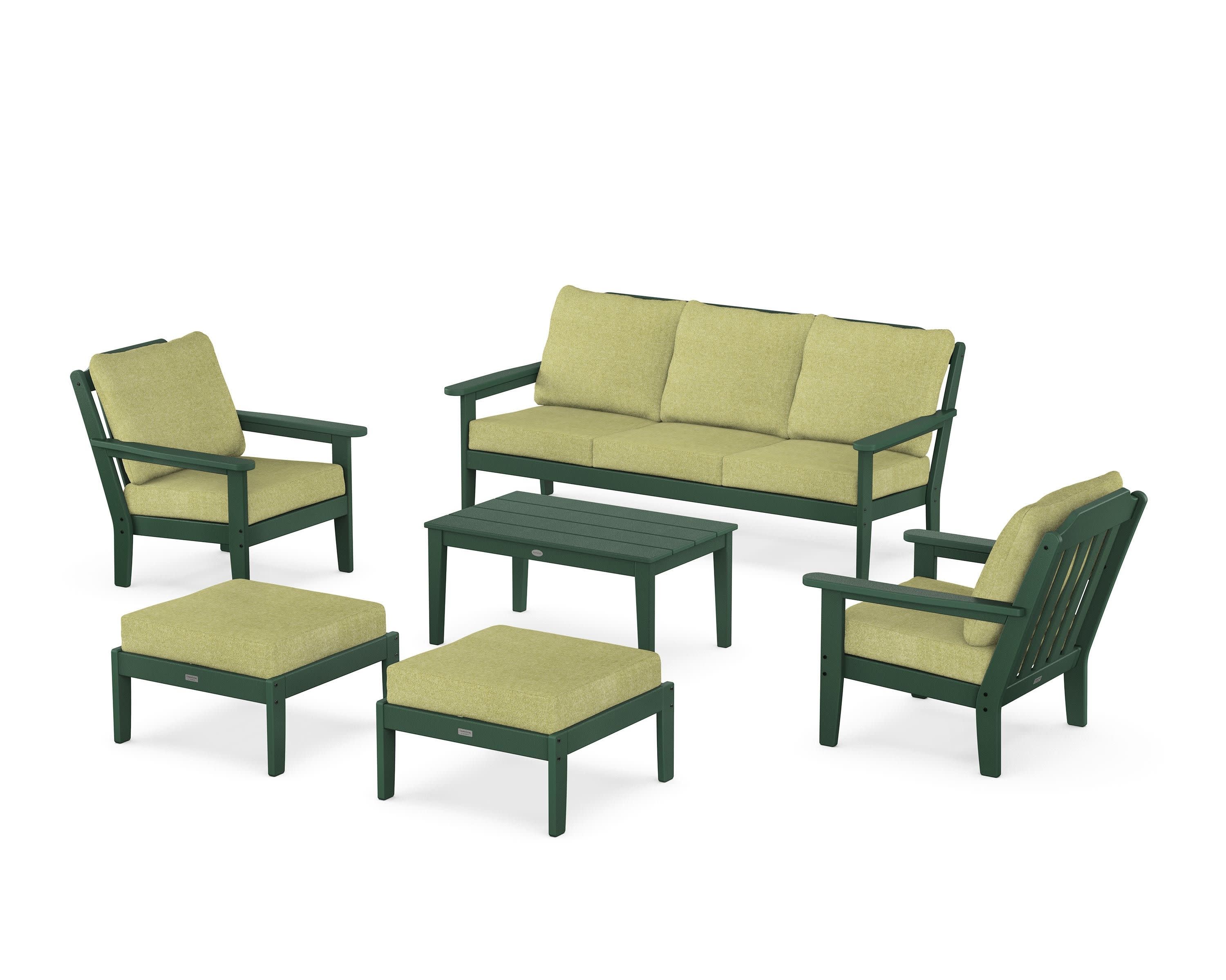 Cottage 6-Piece Lounge Sofa Set in Green / Chartreuse Boucle