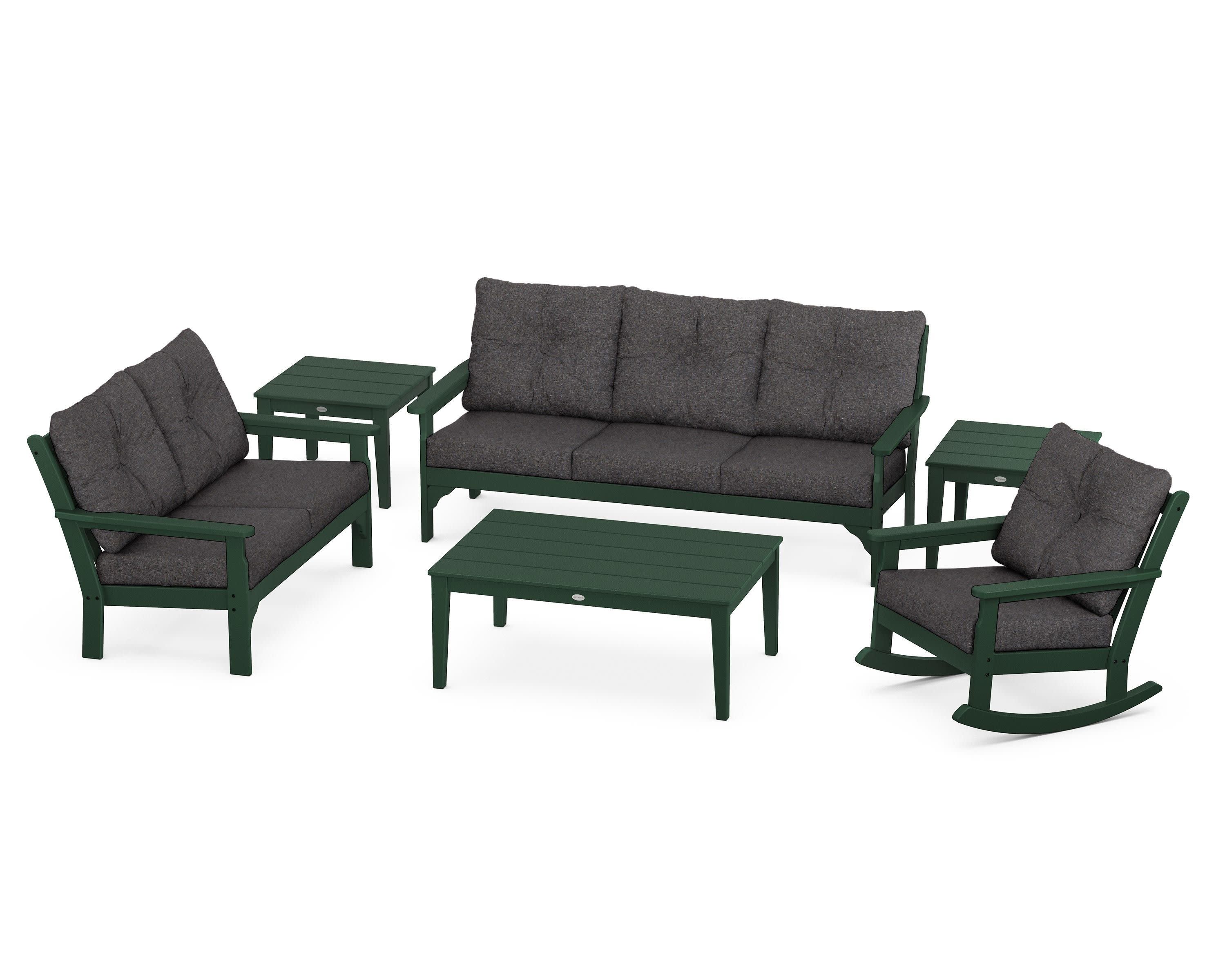 Vineyard 6-Piece Deep Seating Set in Green / Ash Charcoal