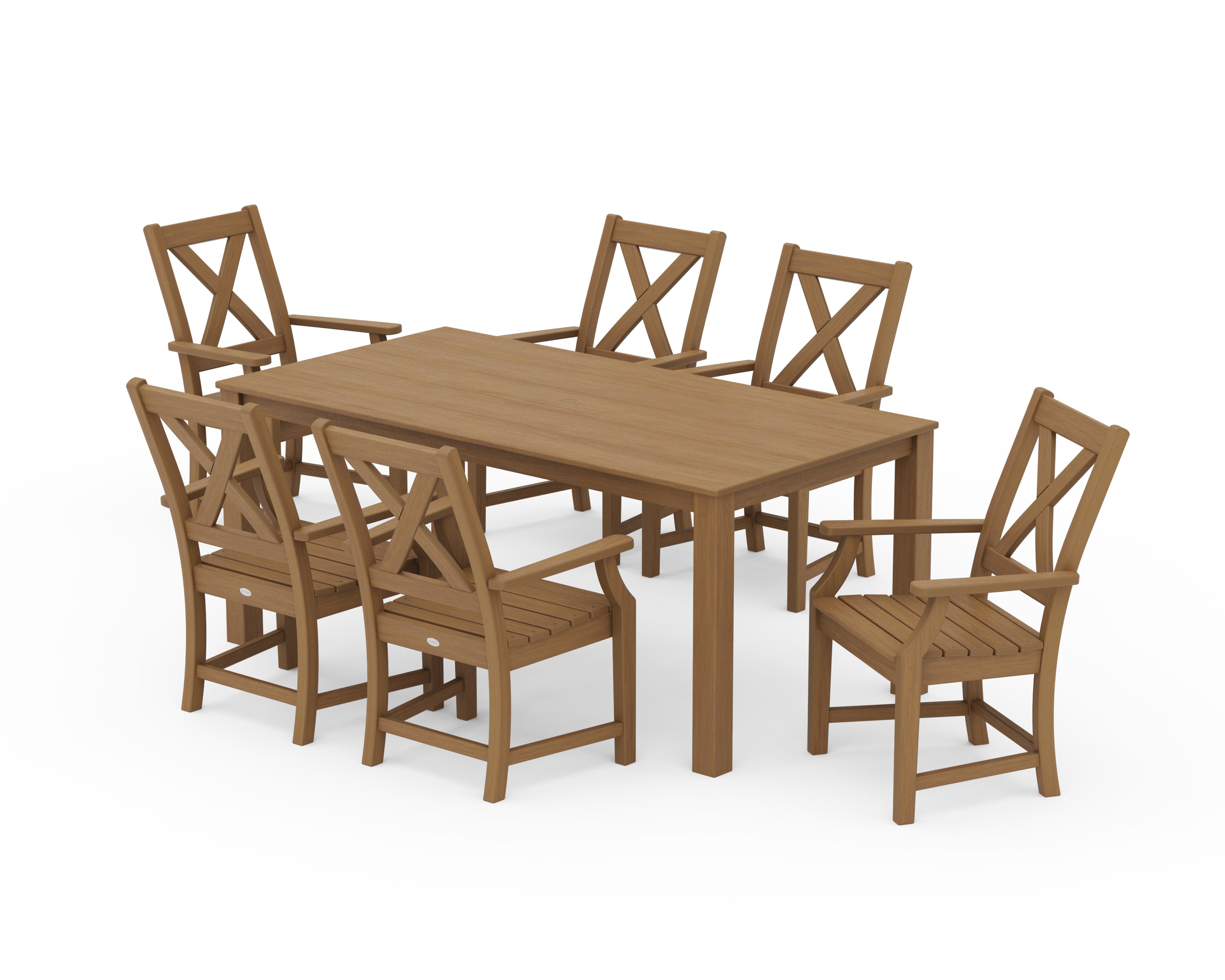 Braxton Arm Chair 7-Piece Parsons Dining Set in Natural