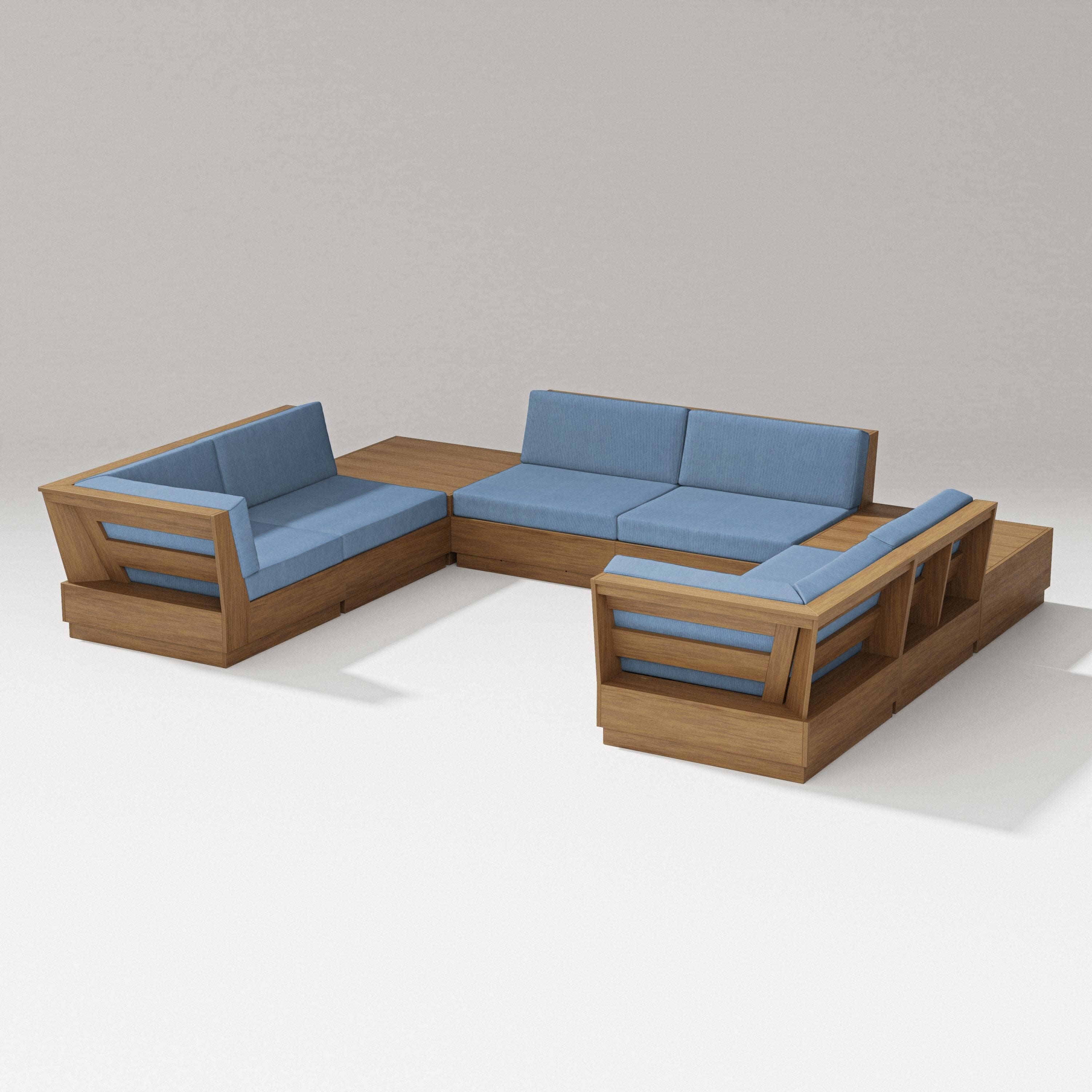 Elevate 8-Piece U-Shaped Sectional in Natural / Sky Blue