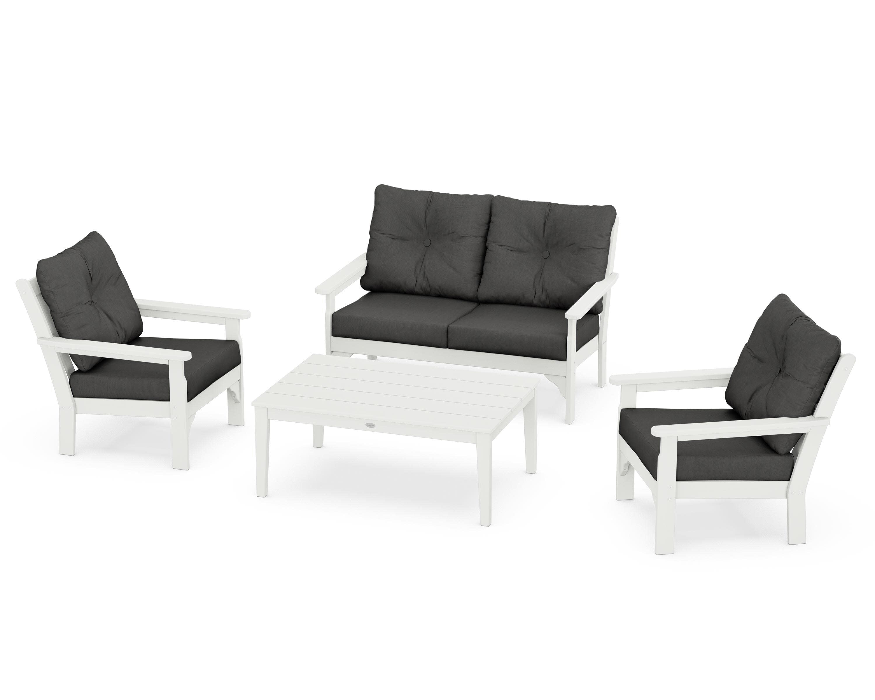 Vineyard 4-Piece Deep Seating Set in Vintage White / Spectrum Carbon