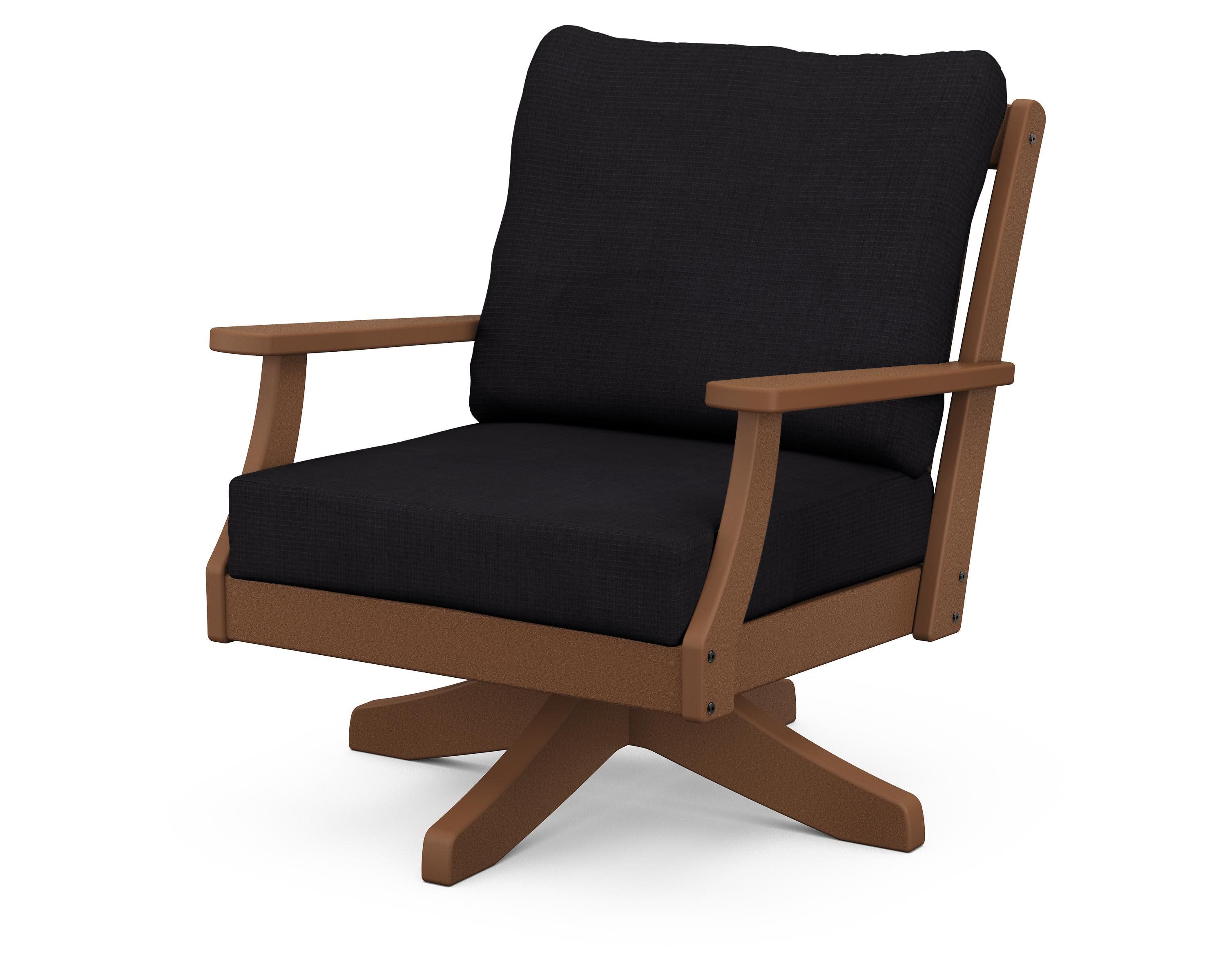 Braxton Deep Seating Swivel Chair in Teak / Midnight Linen