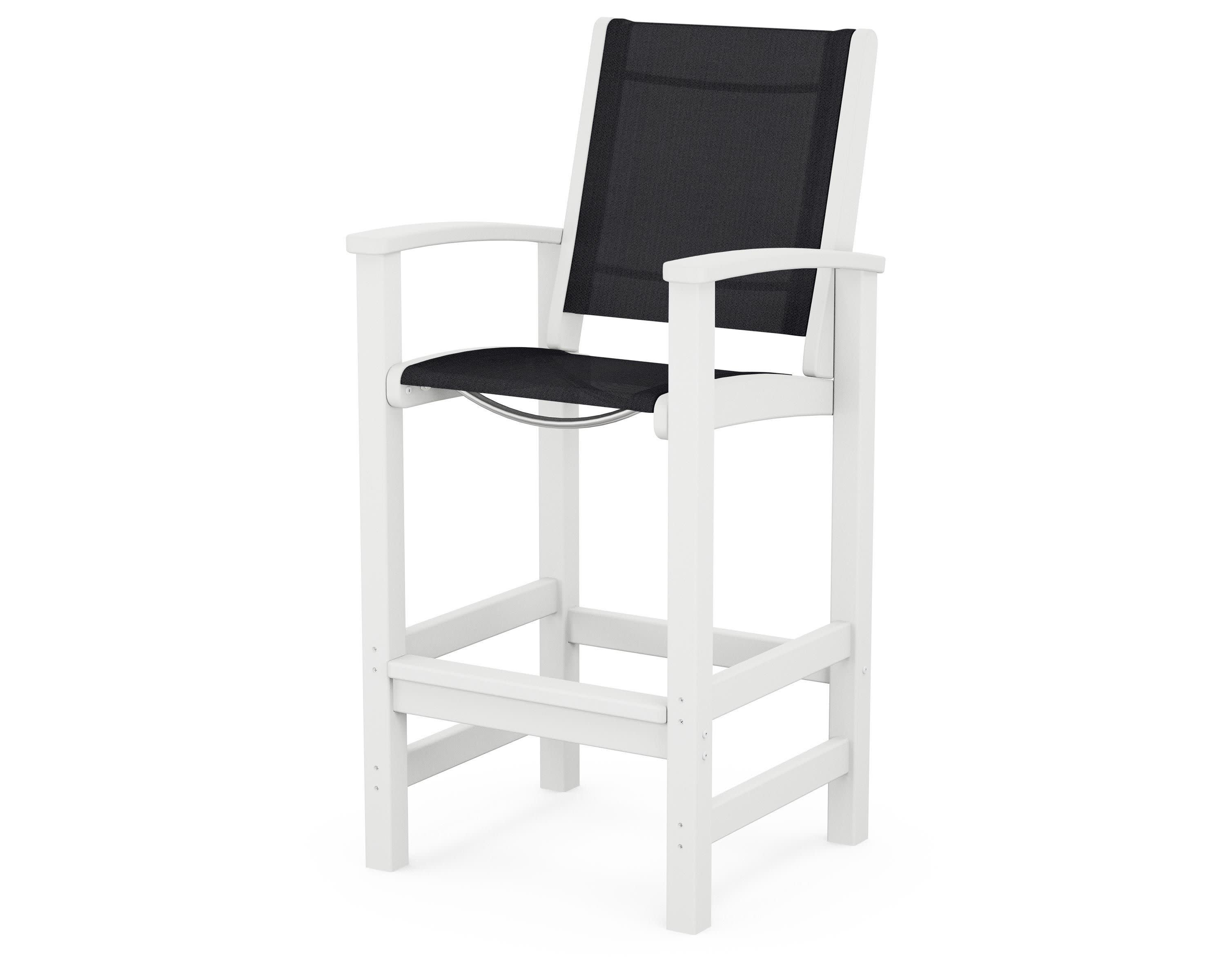 Coastal Bar Chair in White / Black Sling