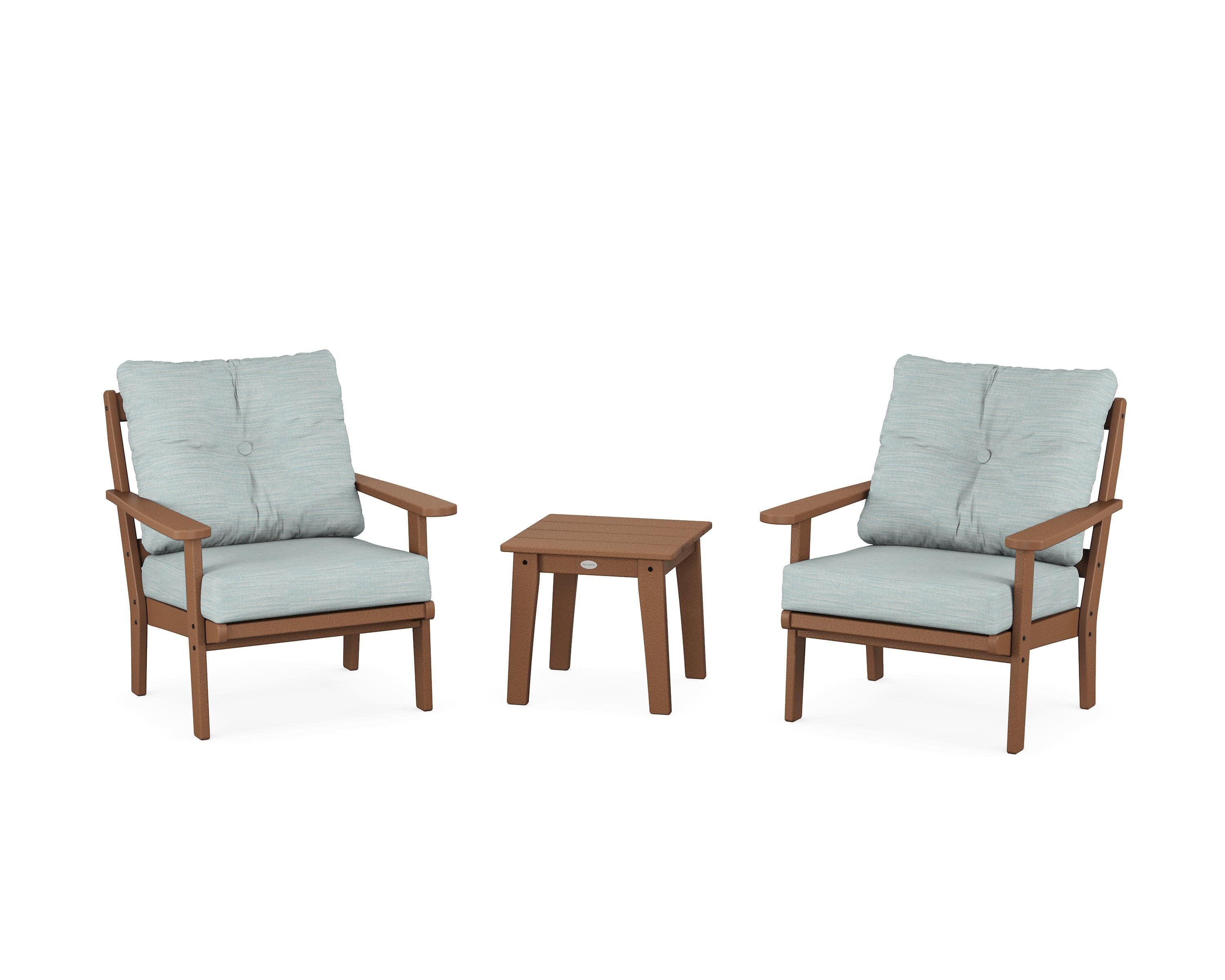 Mission 3-Piece Deep Seating Set in Teak / Soothe Mist