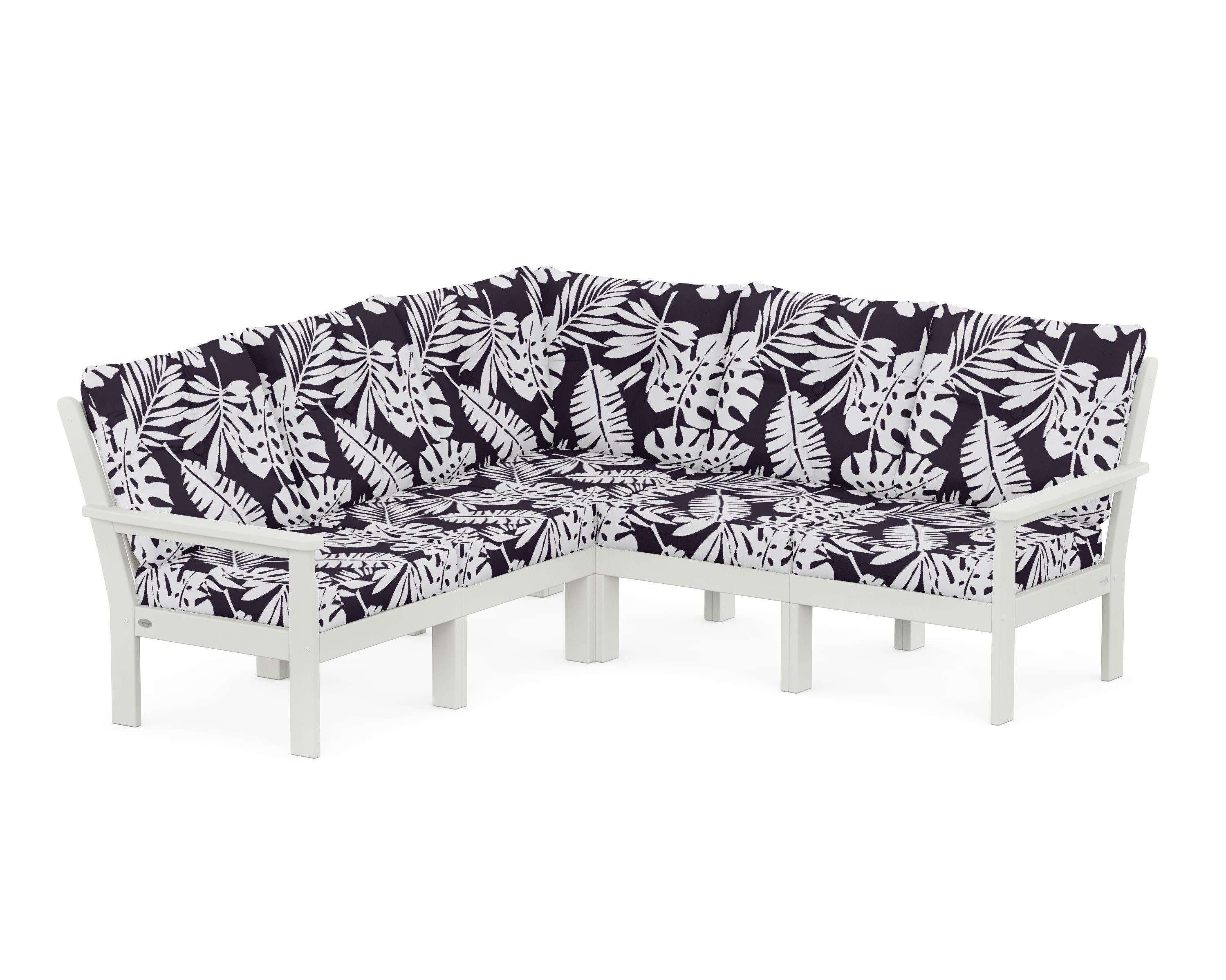 Vineyard 5-Piece Sectional in Vintage White / Leaf Navy
