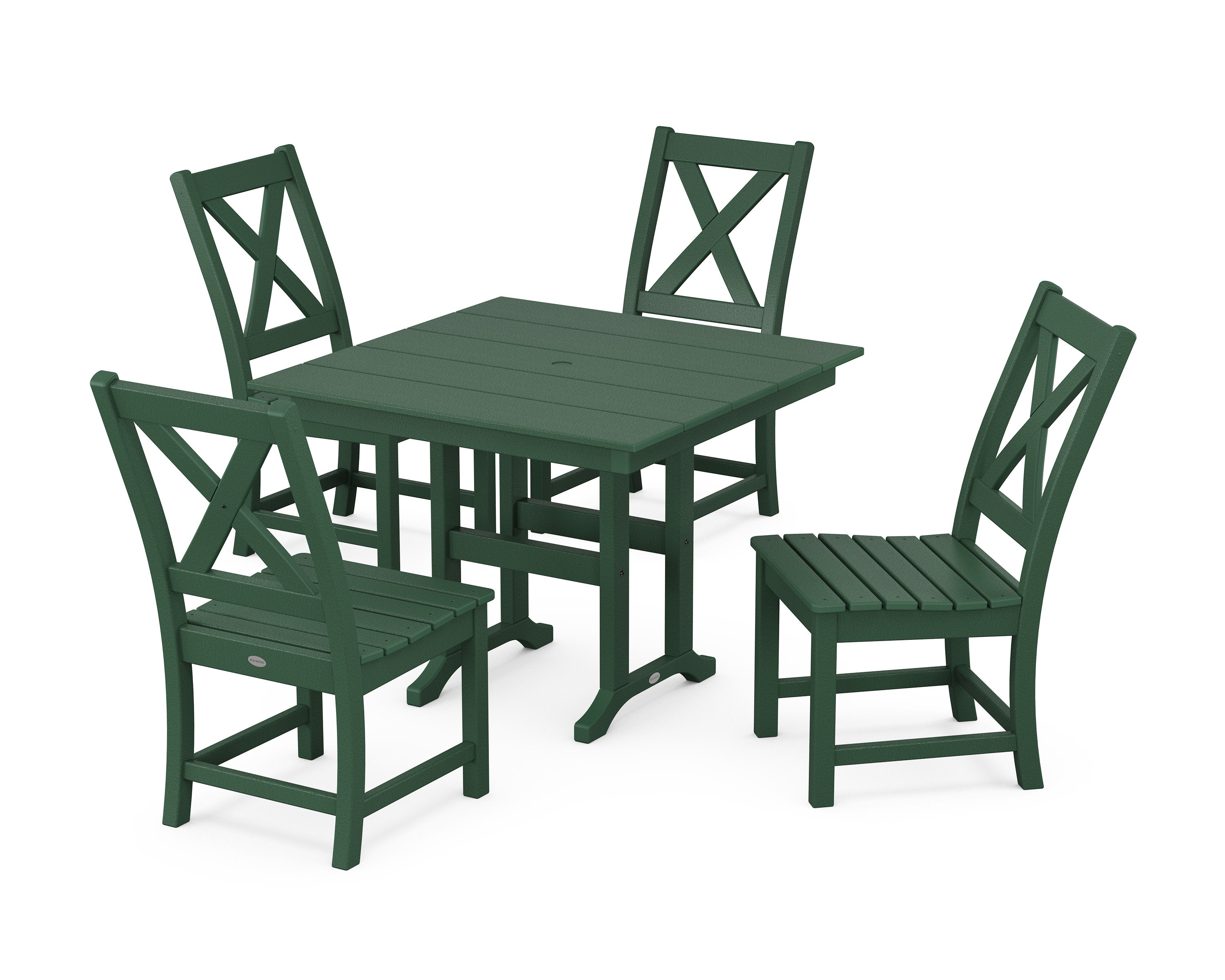 Braxton Side Chair 5-Piece Farmhouse Dining Set in Green