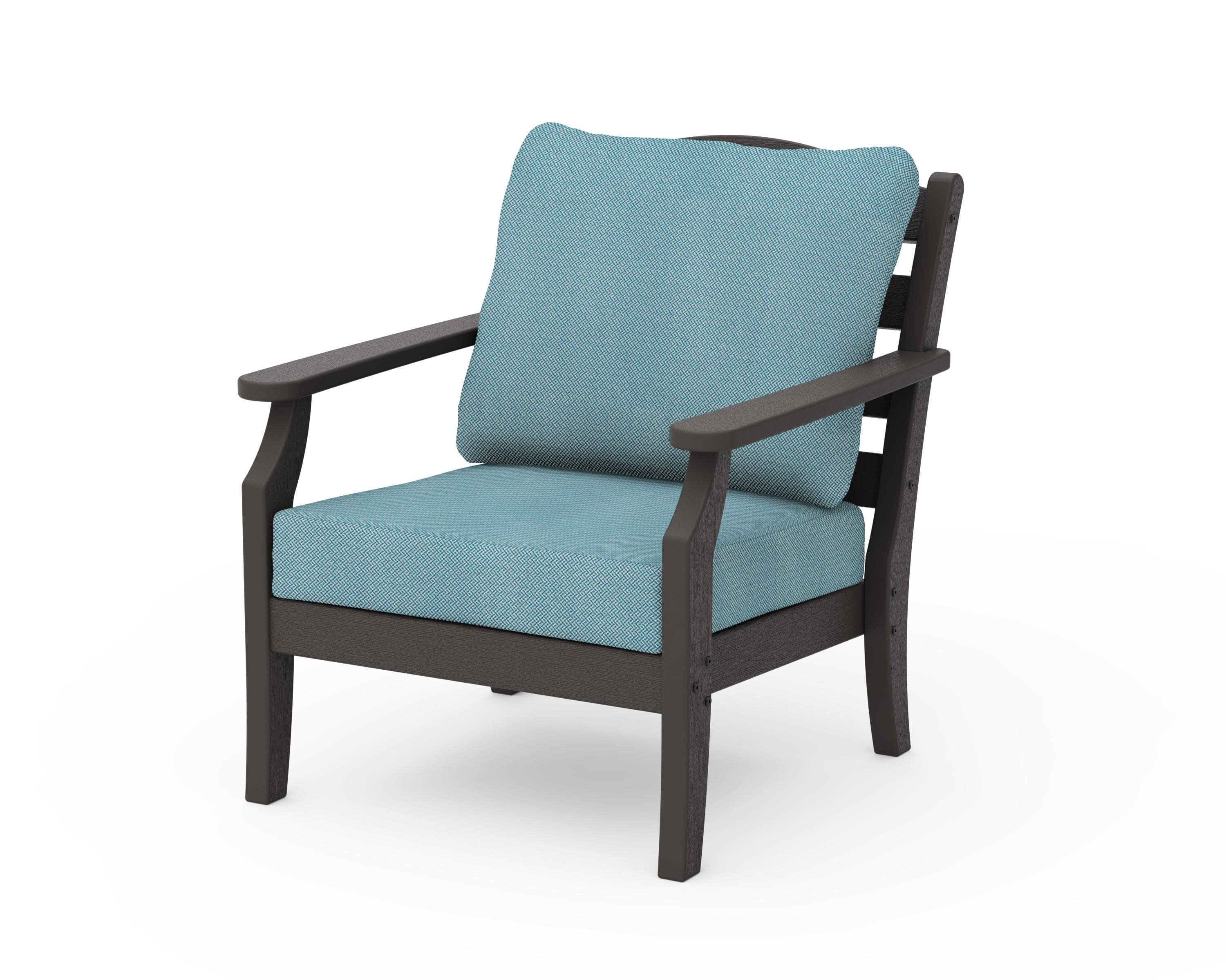 Savannah Deep Seating Chair in Vintage Coffee / Lattice Sky Blue