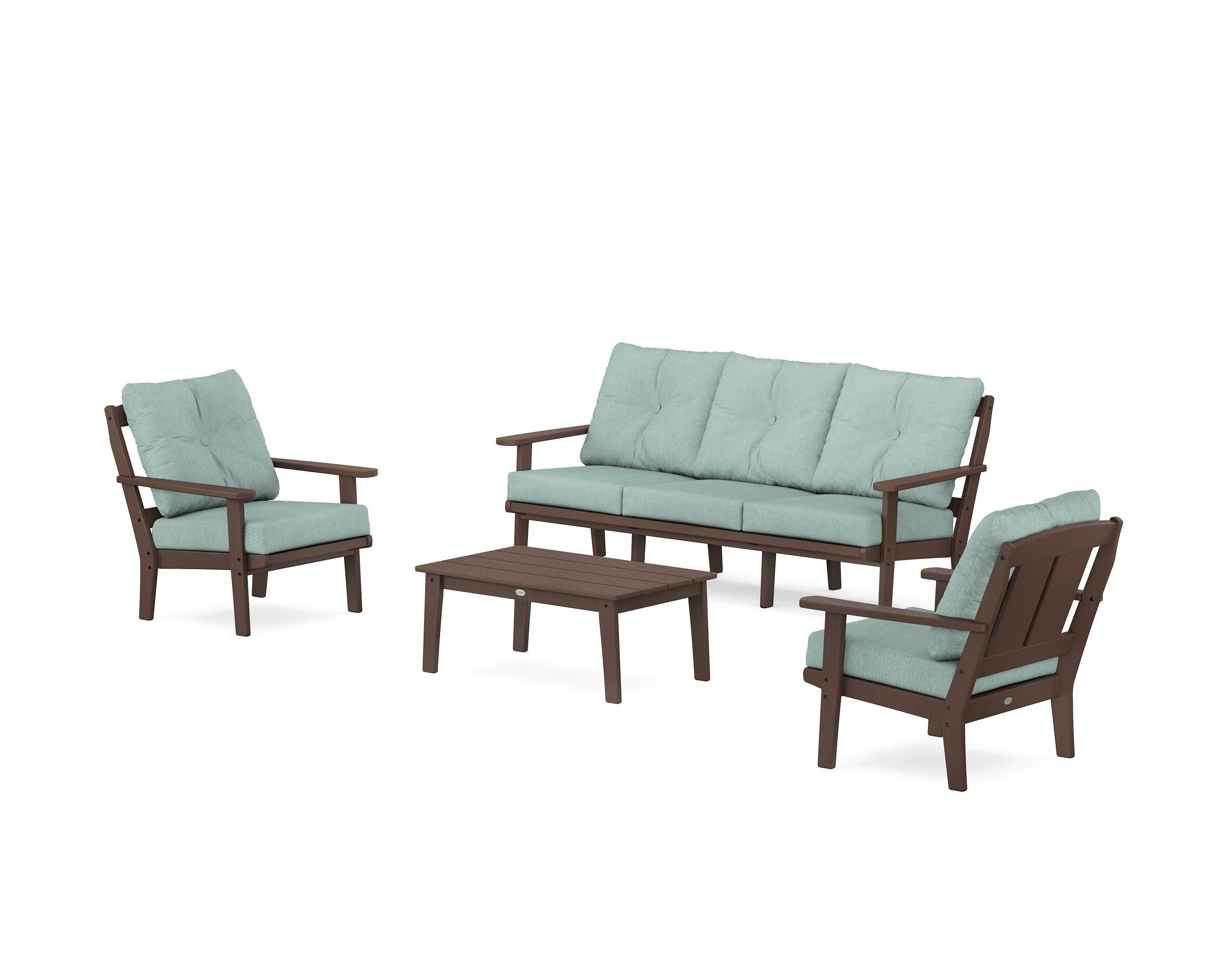 Mission 4-Piece Deep Seating Set with Sofa in Mahogany / Glacier Spa