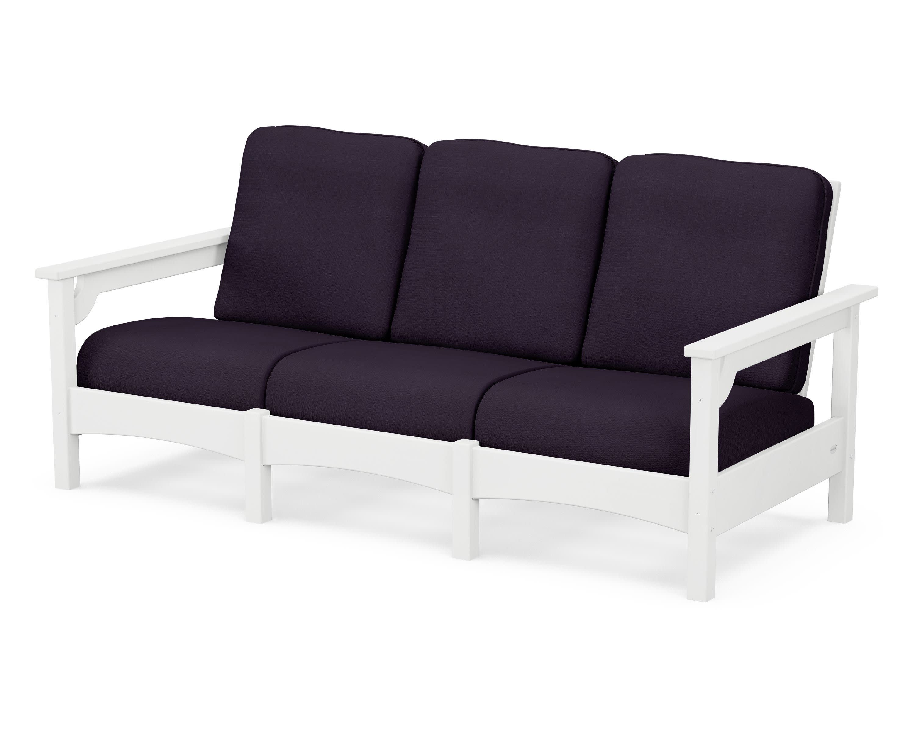 Club Sofa in White / Navy Linen
