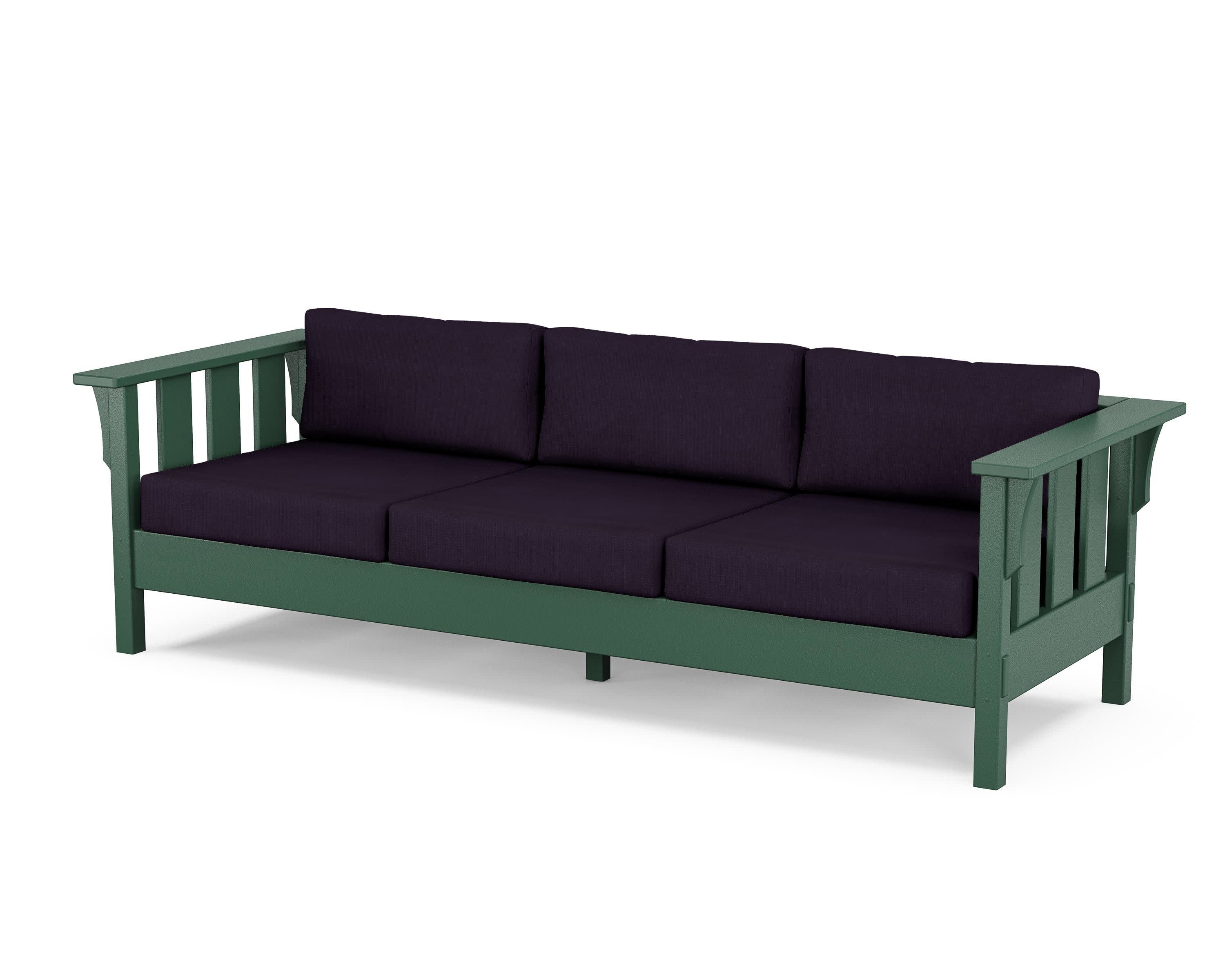 Acadia Deep Seating Sofa in Green / Navy Linen