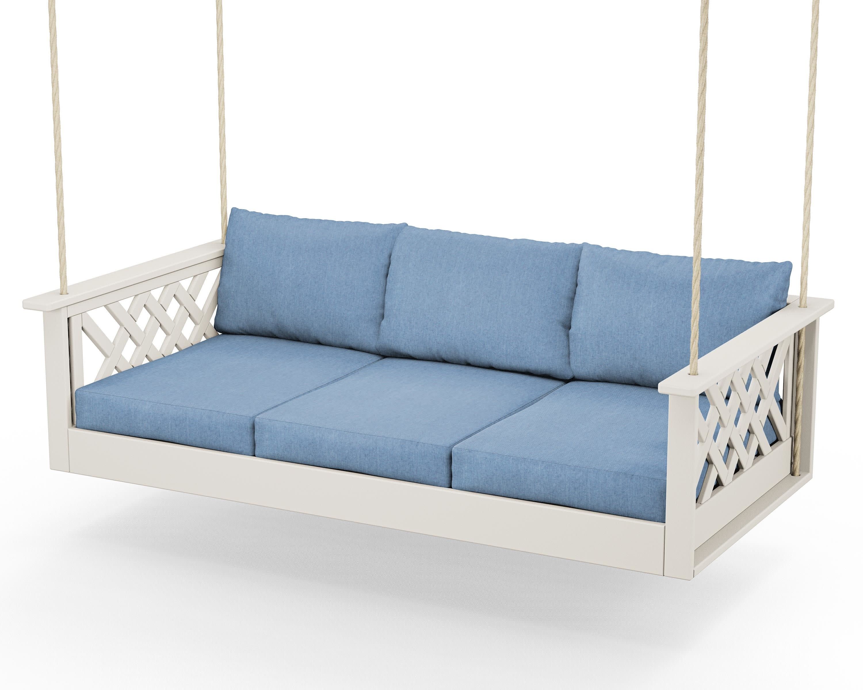 Wovendale Daybed Swing in Sand / Sky Blue