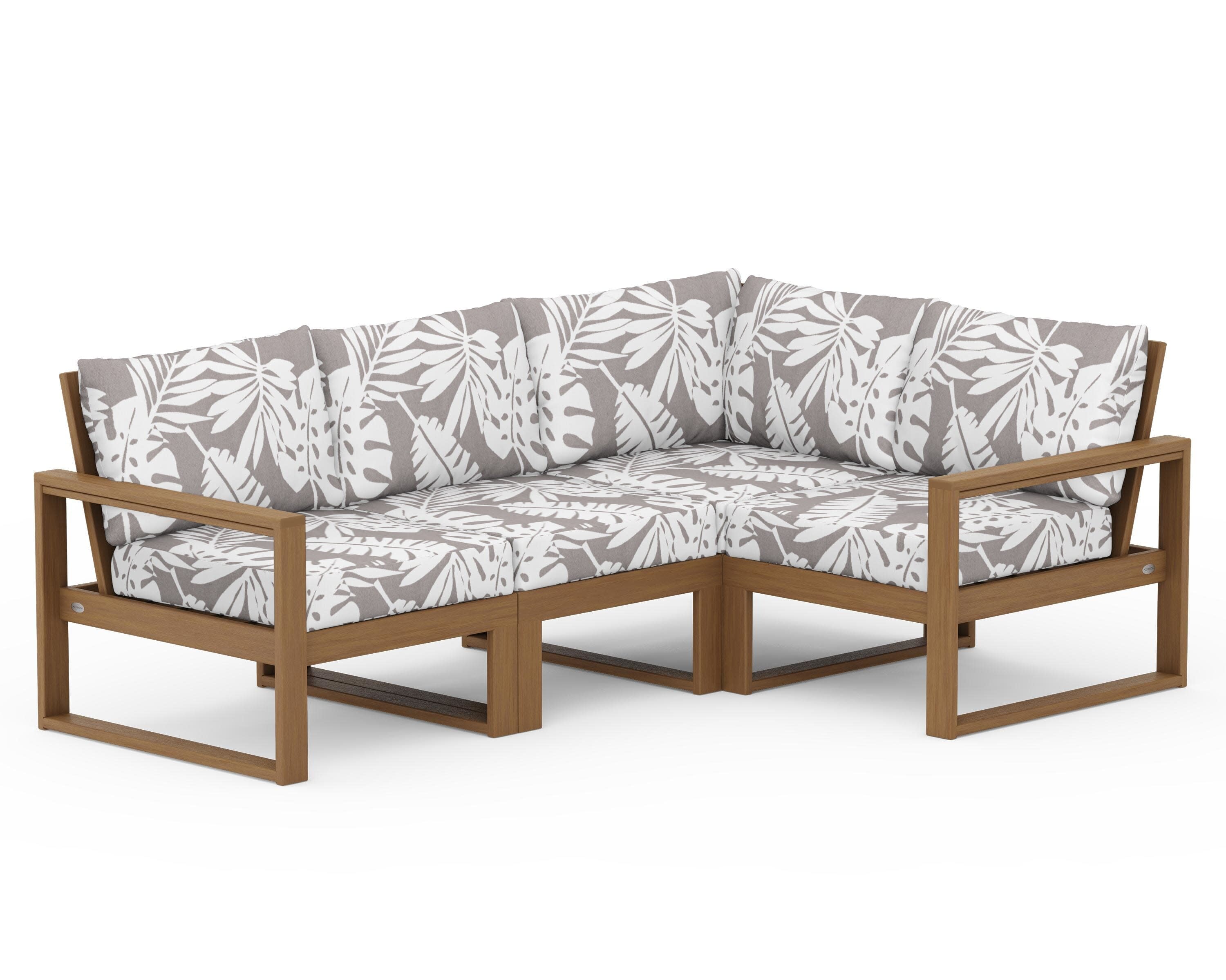 EDGE 4-Piece Modular Deep Seating Set in Natural / Leaf Grey Mist