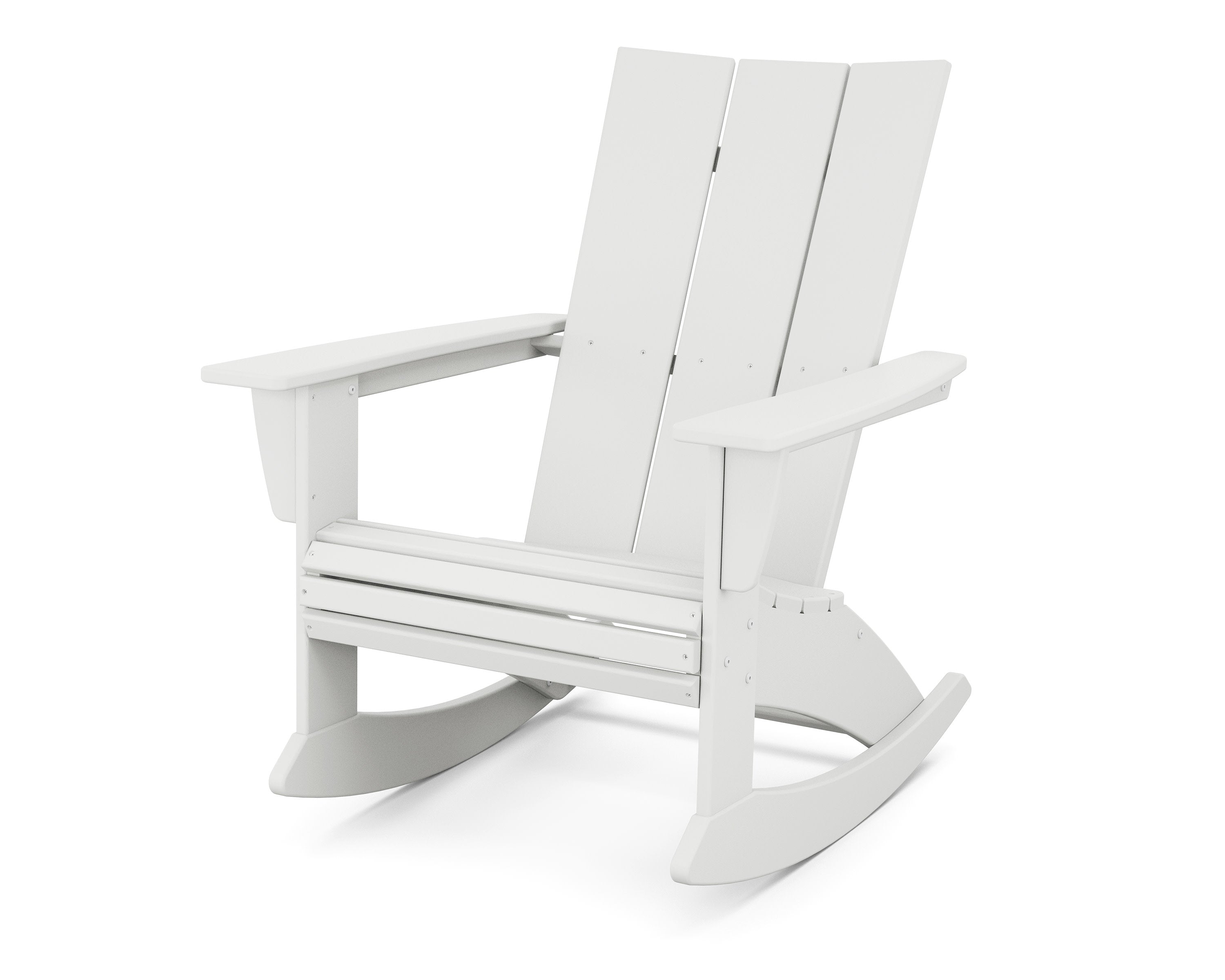 Modern Curveback Adirondack Rocking Chair in White