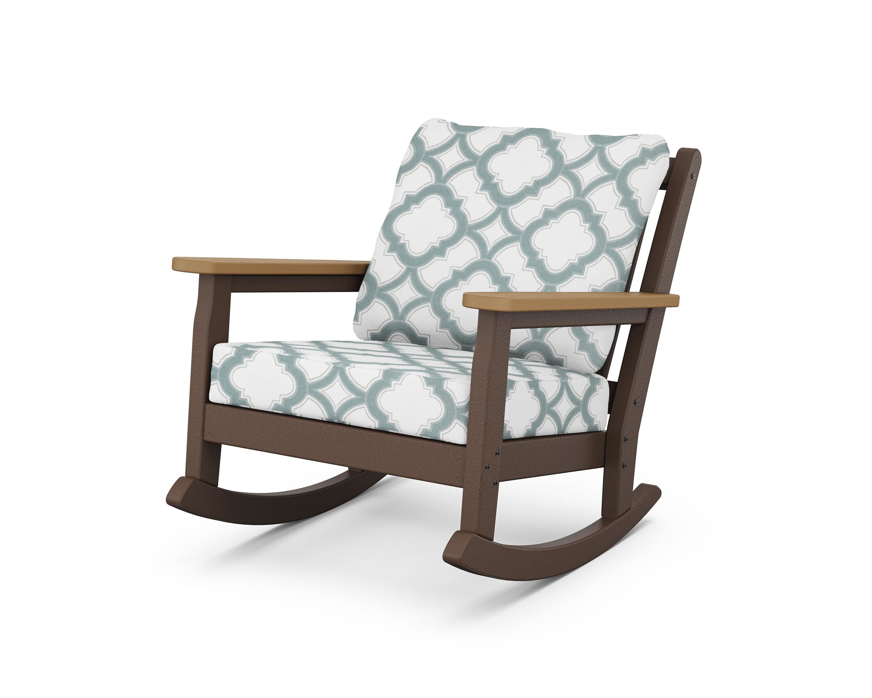 Chippendale Deep Seating Rocking Chair in Mahogany / Natural / Trellis Glacier Spa
