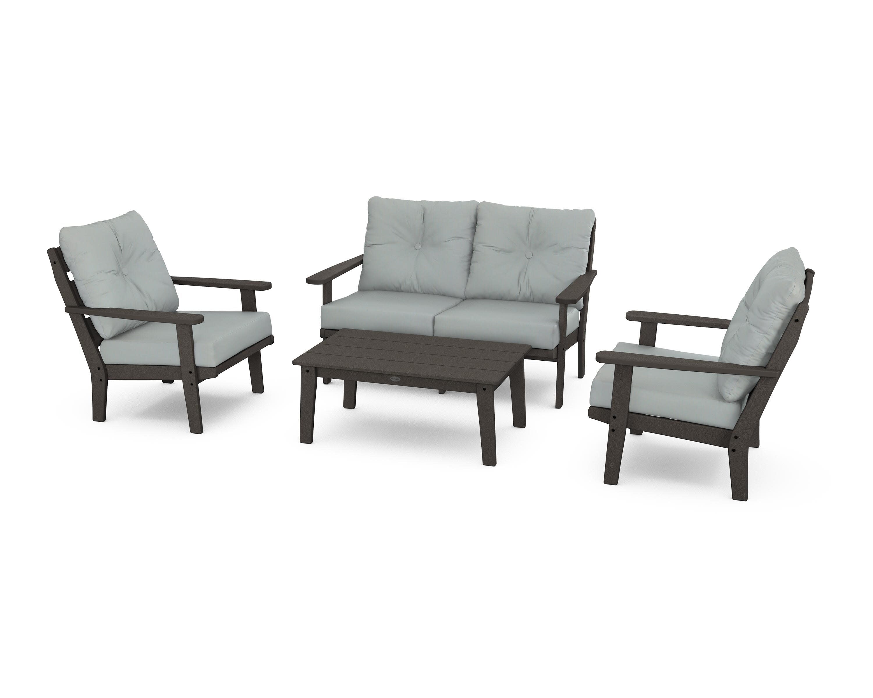 Lakeside 4-Piece Deep Seating Set in Vintage Coffee / Spa