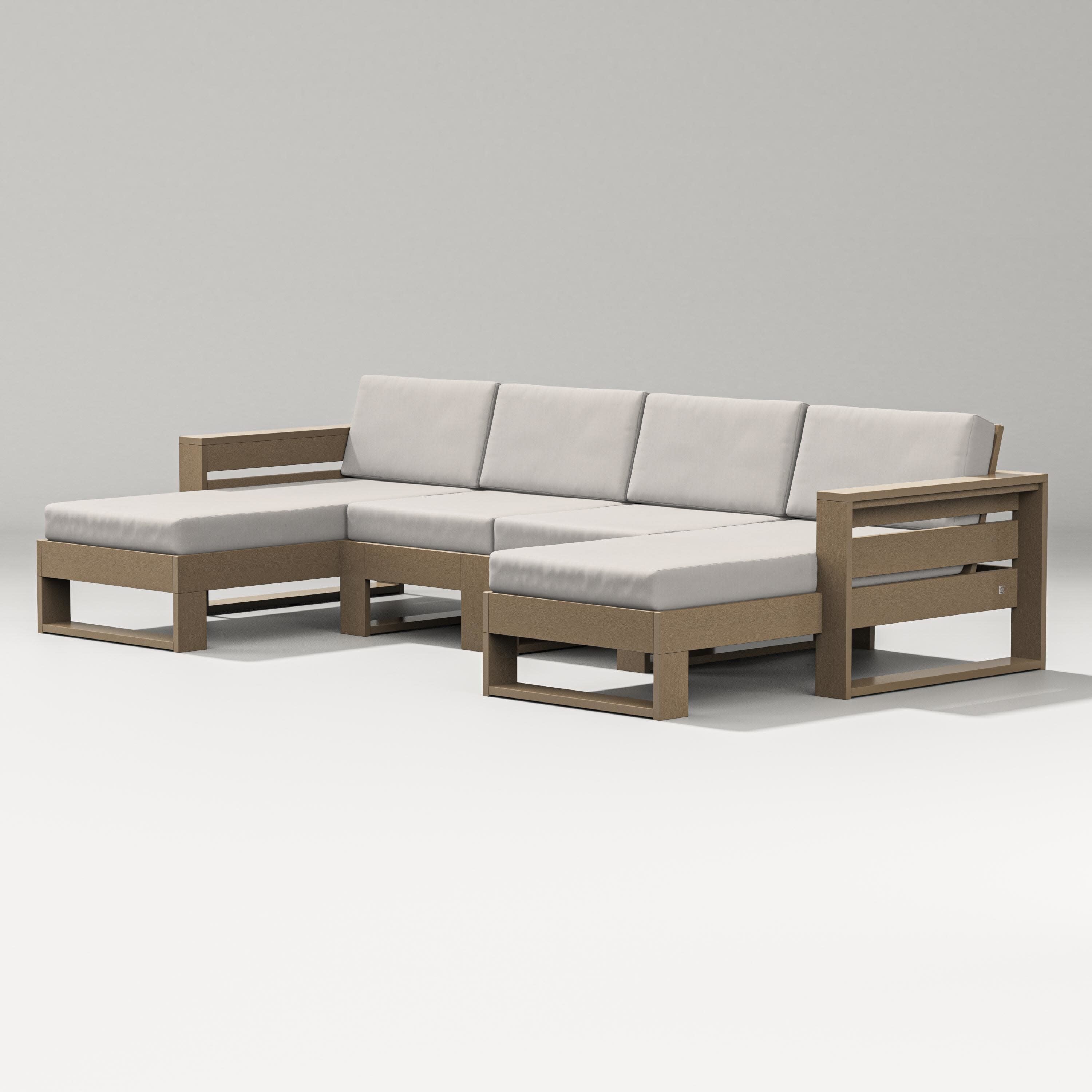 Latitude Double Chaise Sectional in Vintage Sahara / Cast Ash