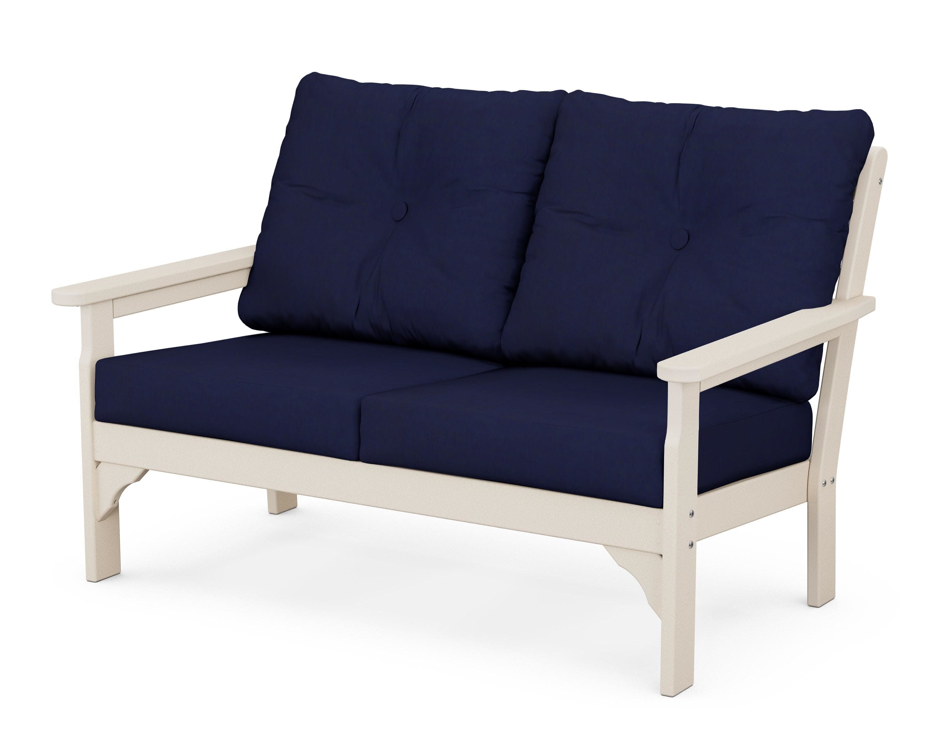 Vineyard Deep Seating Loveseat in Sand / Navy