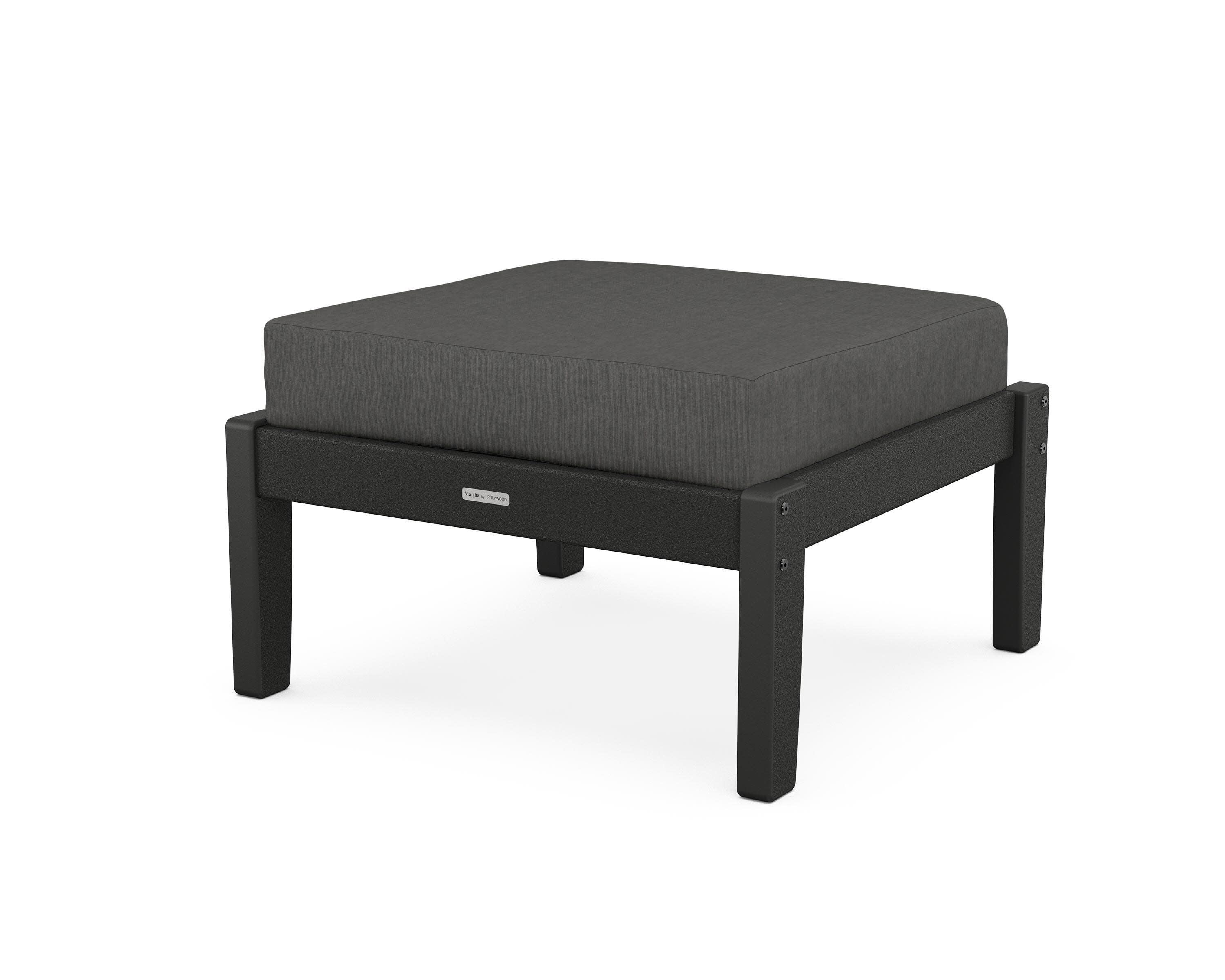 Chinoiserie Deep Seating Ottoman in Black / Spectrum Carbon