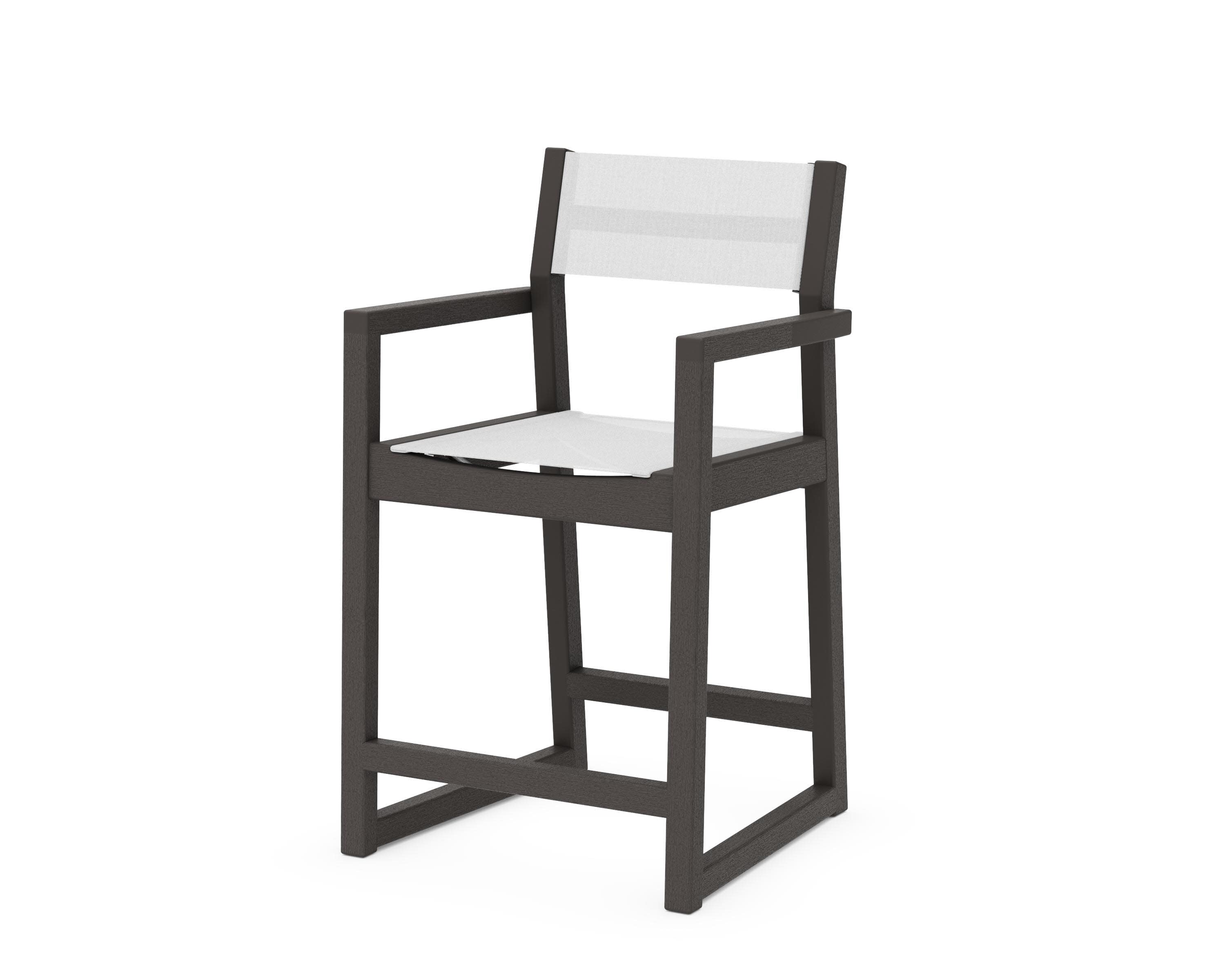 EDGE Sling Counter Arm Chair in Vintage Coffee / White Sling