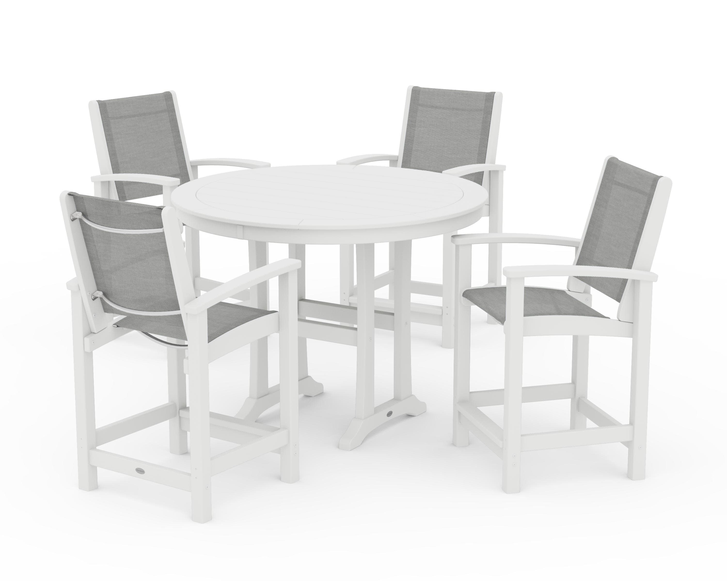Coastal 5-Piece Counter Set in White / Metallic Sling