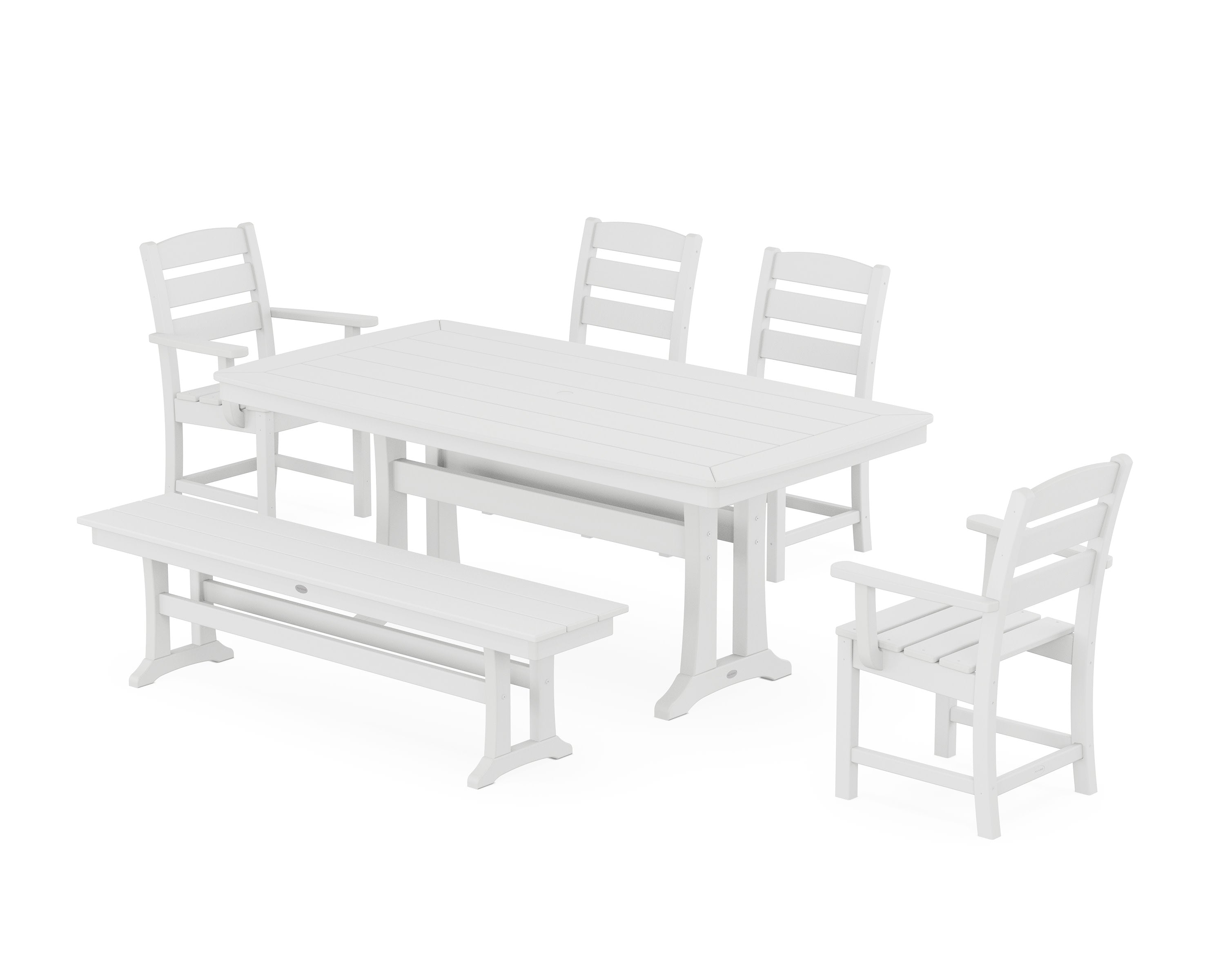 Lakeside 6-Piece Dining Set with Trestle Legs in White