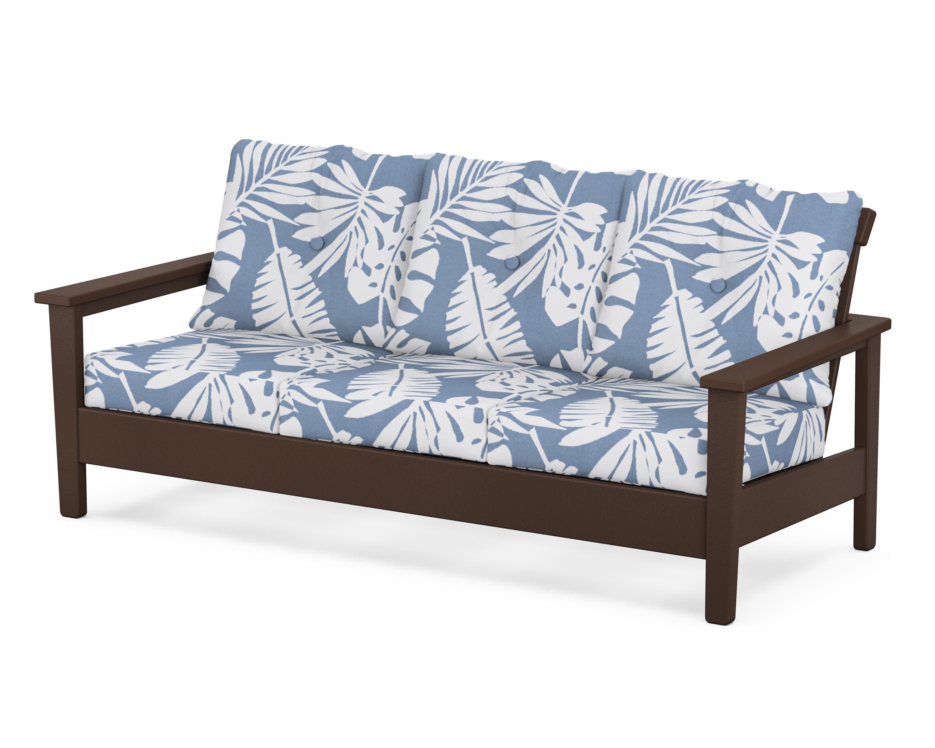 Prescott Deep Seating Sofa in Mahogany / Leaf Sky Blue