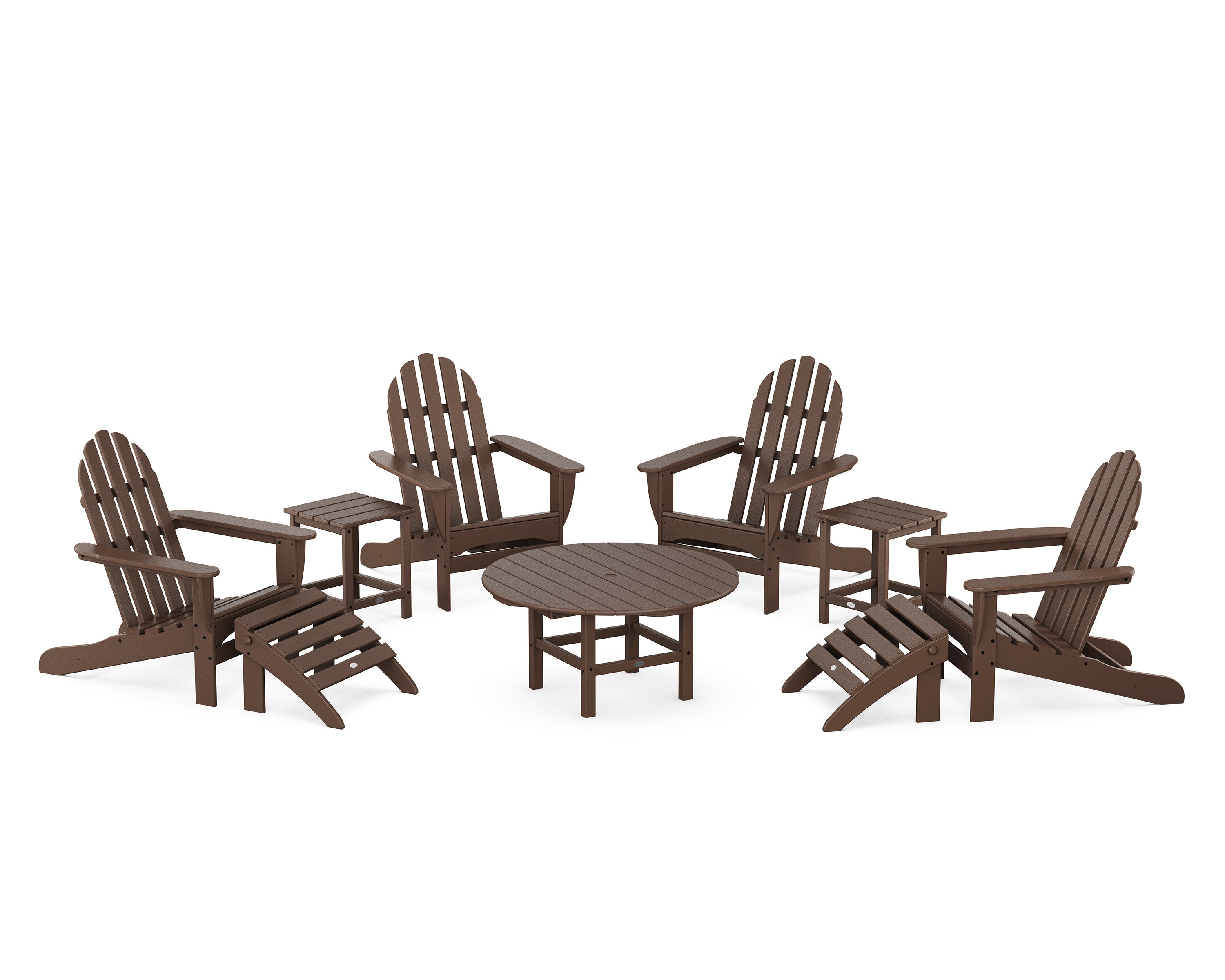 Classic Adirondack Chair 9-Piece Conversation Set in Mahogany