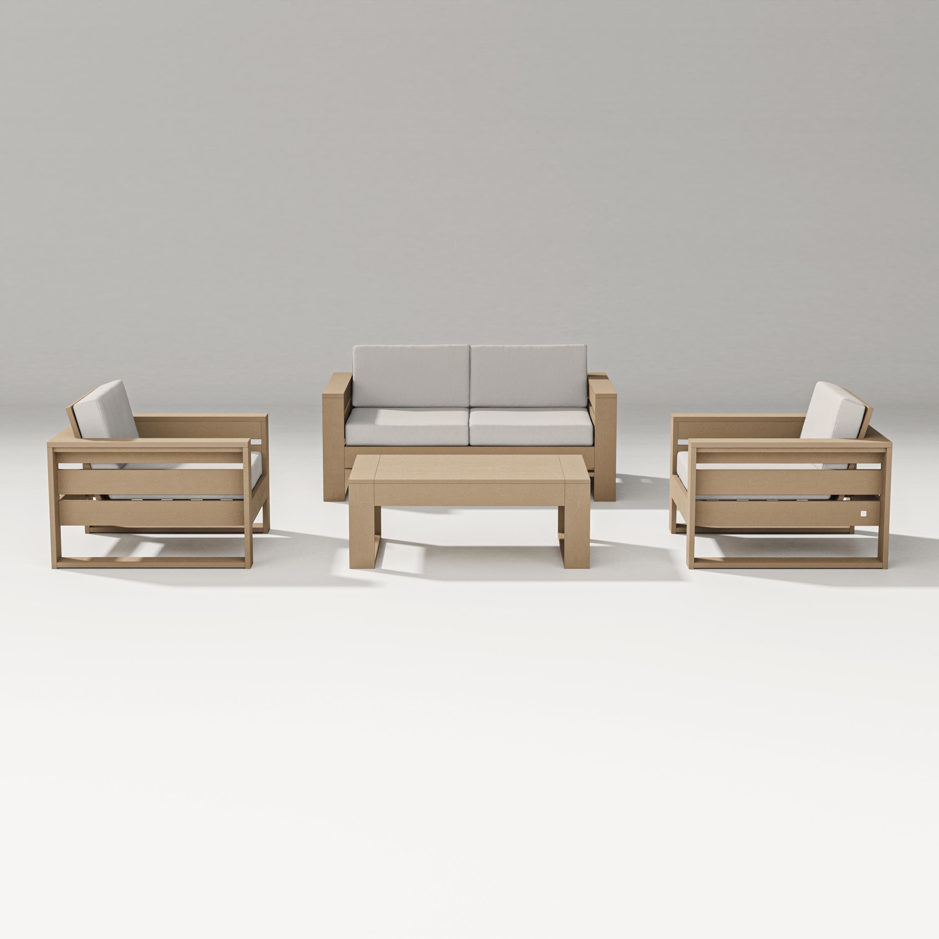 Latitude 4-Piece Lounge Loveseat Set in Vintage Sahara / Cast Ash