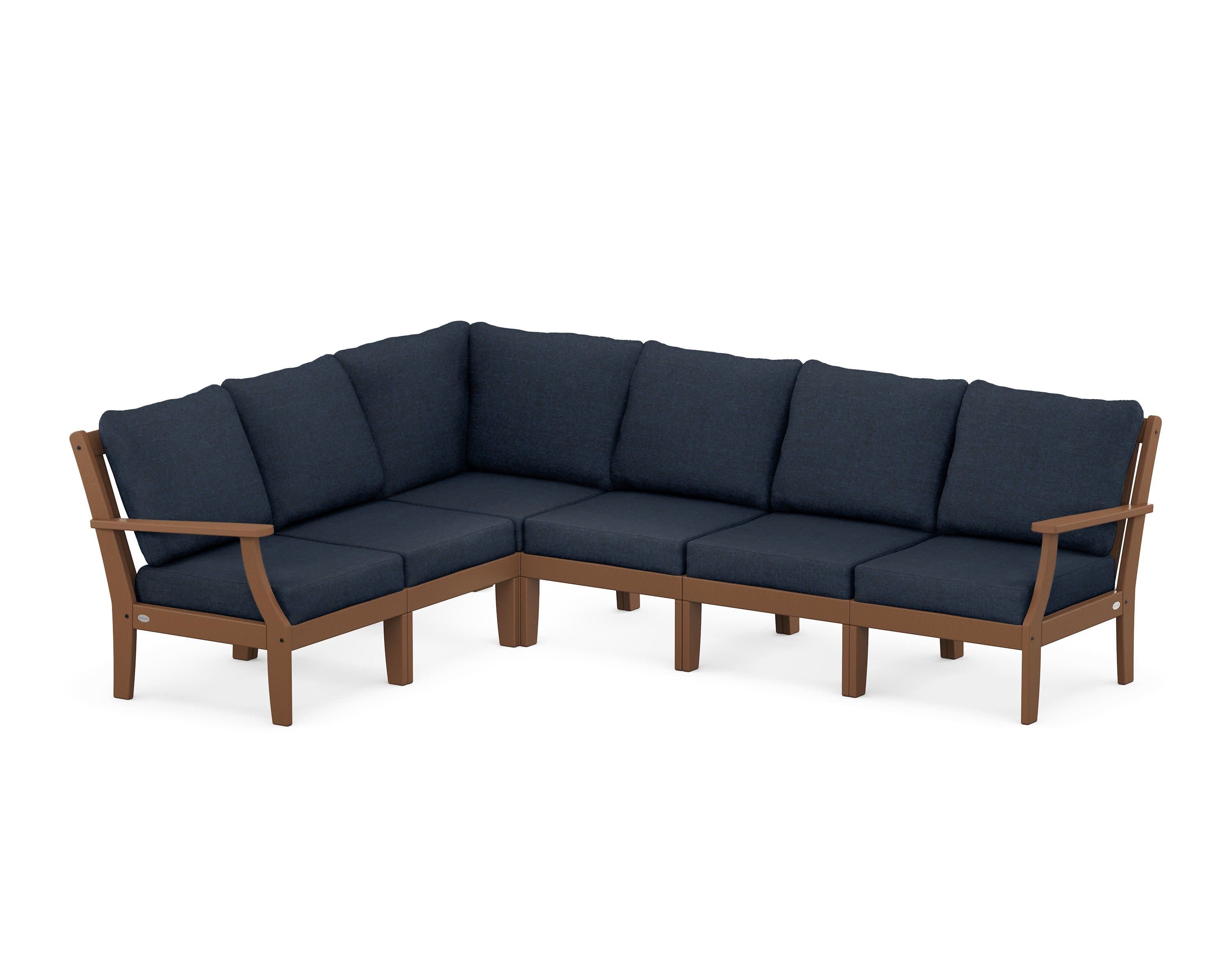 Braxton Modular 6-Piece Deep Seating Set in Teak / Marine Indigo
